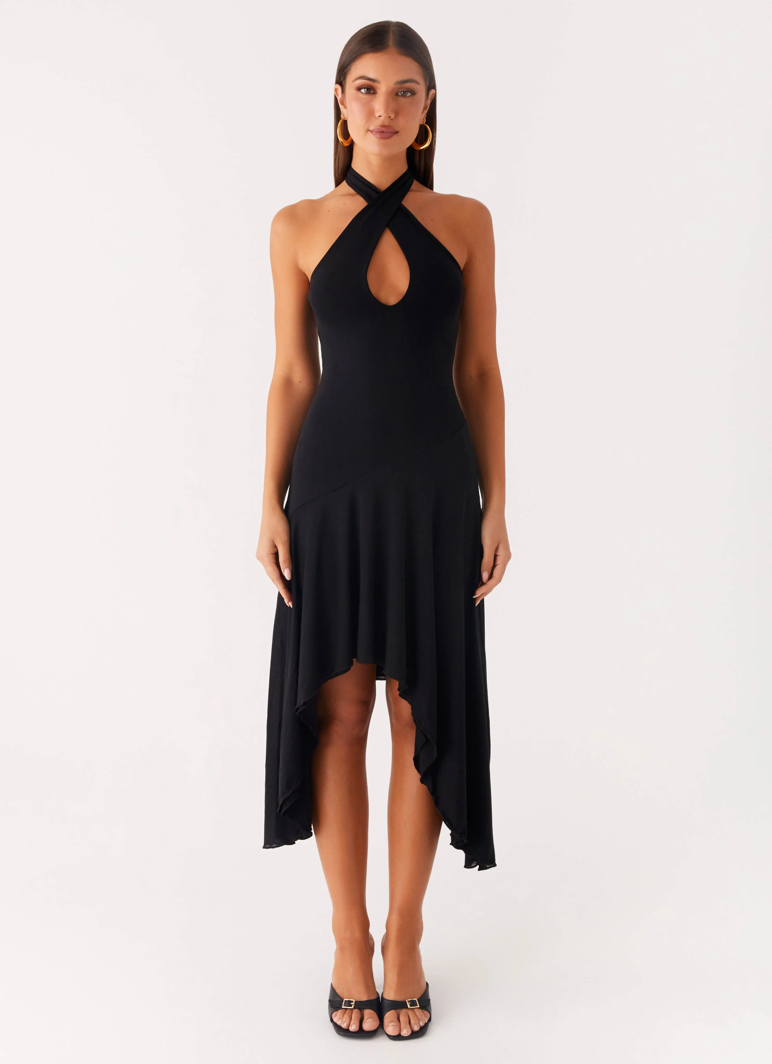 Night Out Eco friendly materials Velvet Sky Midi Dress - Black