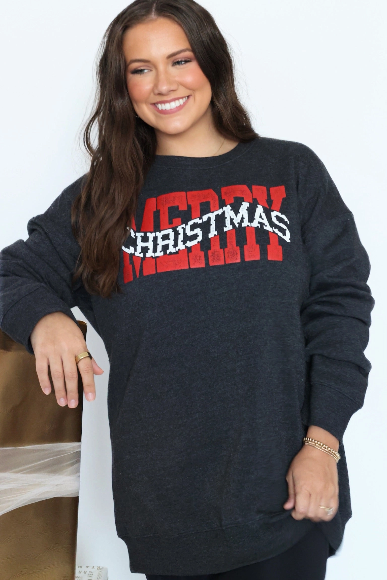 Bound Seam Finish Merry Christmas Sweatshirt (FINAL SALE)