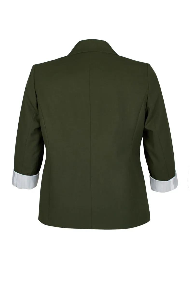 Tahari ASL Notched Collar Two Button Long Sleeve Crepe Jacket (Plus Size)
