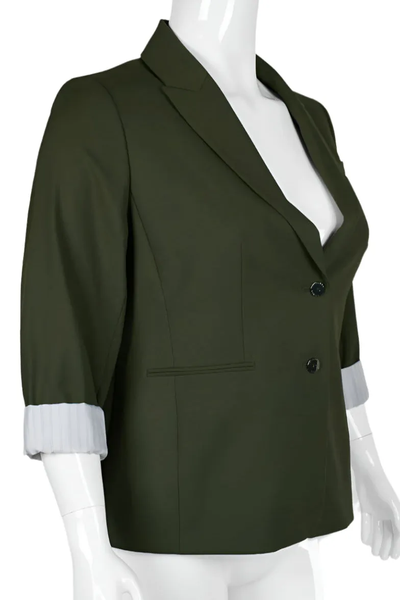 Tahari ASL Notched Collar Two Button Long Sleeve Crepe Jacket (Plus Size)