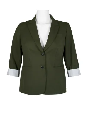 Tahari ASL Notched Collar Two Button Long Sleeve Crepe Jacket (Plus Size)
