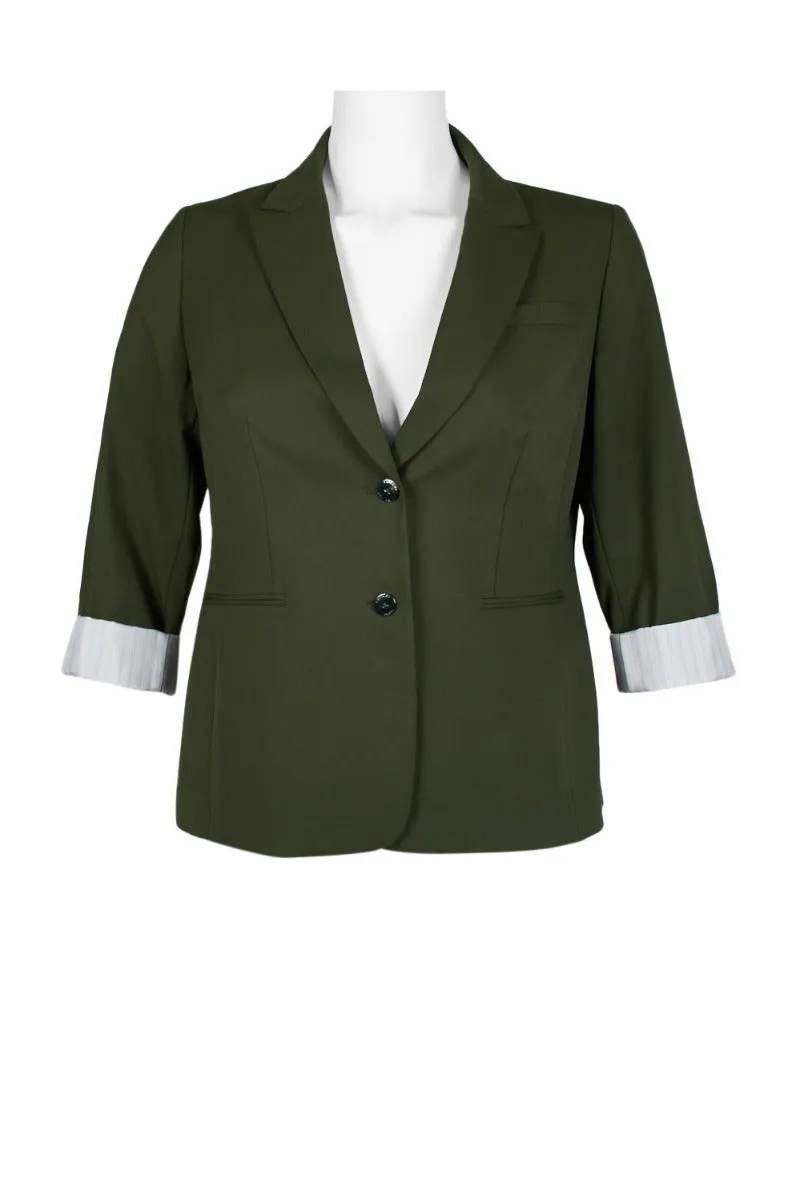 Tahari ASL Notched Collar Two Button Long Sleeve Crepe Jacket (Plus Size)