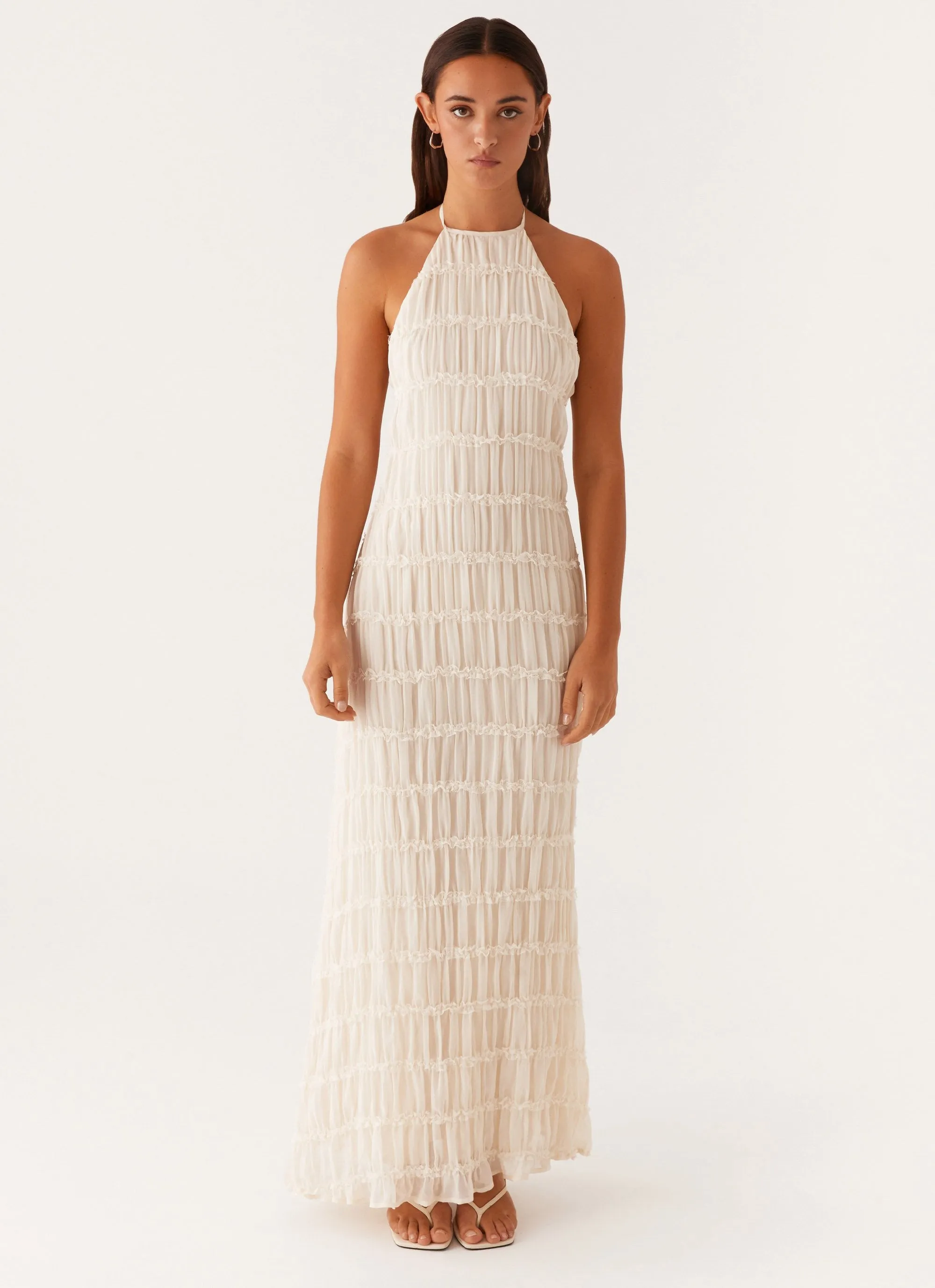 Reinforced Elbow Patches Aullie Maxi Dress - Ivory