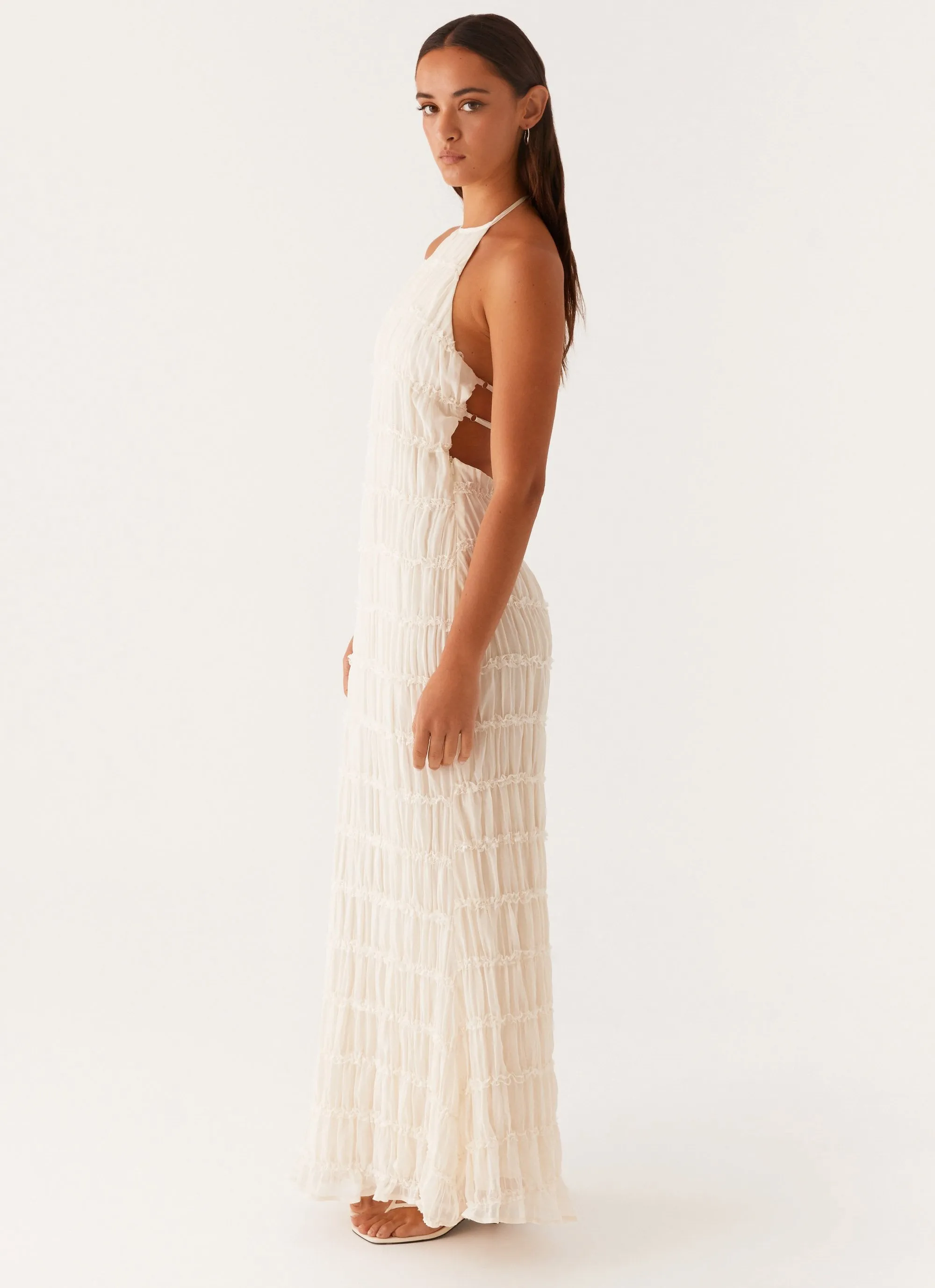 Aullie Maxi Dress - Ivory Easy Care Material