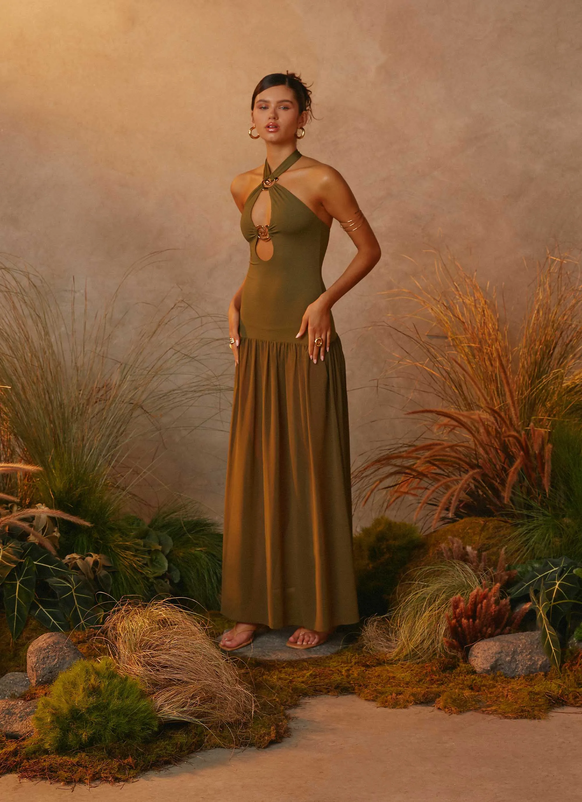 Autumn Look Cypress Kiss Maxi Dress - Khaki