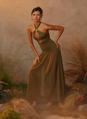 Cypress Kiss Maxi Dress - Khaki Chic Look