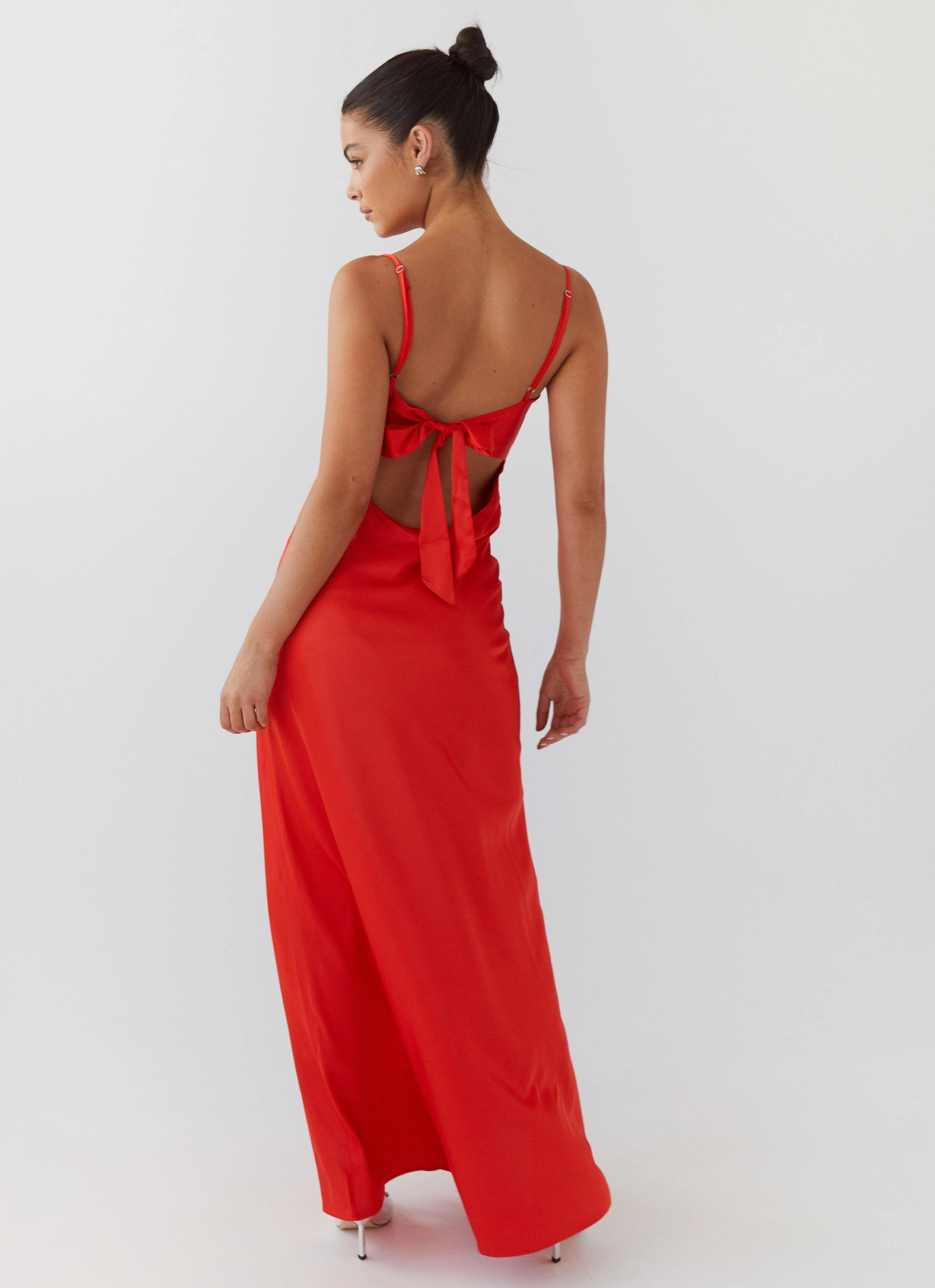 Flora Satin Maxi Dress - Citrus Button Chic Essential Piece