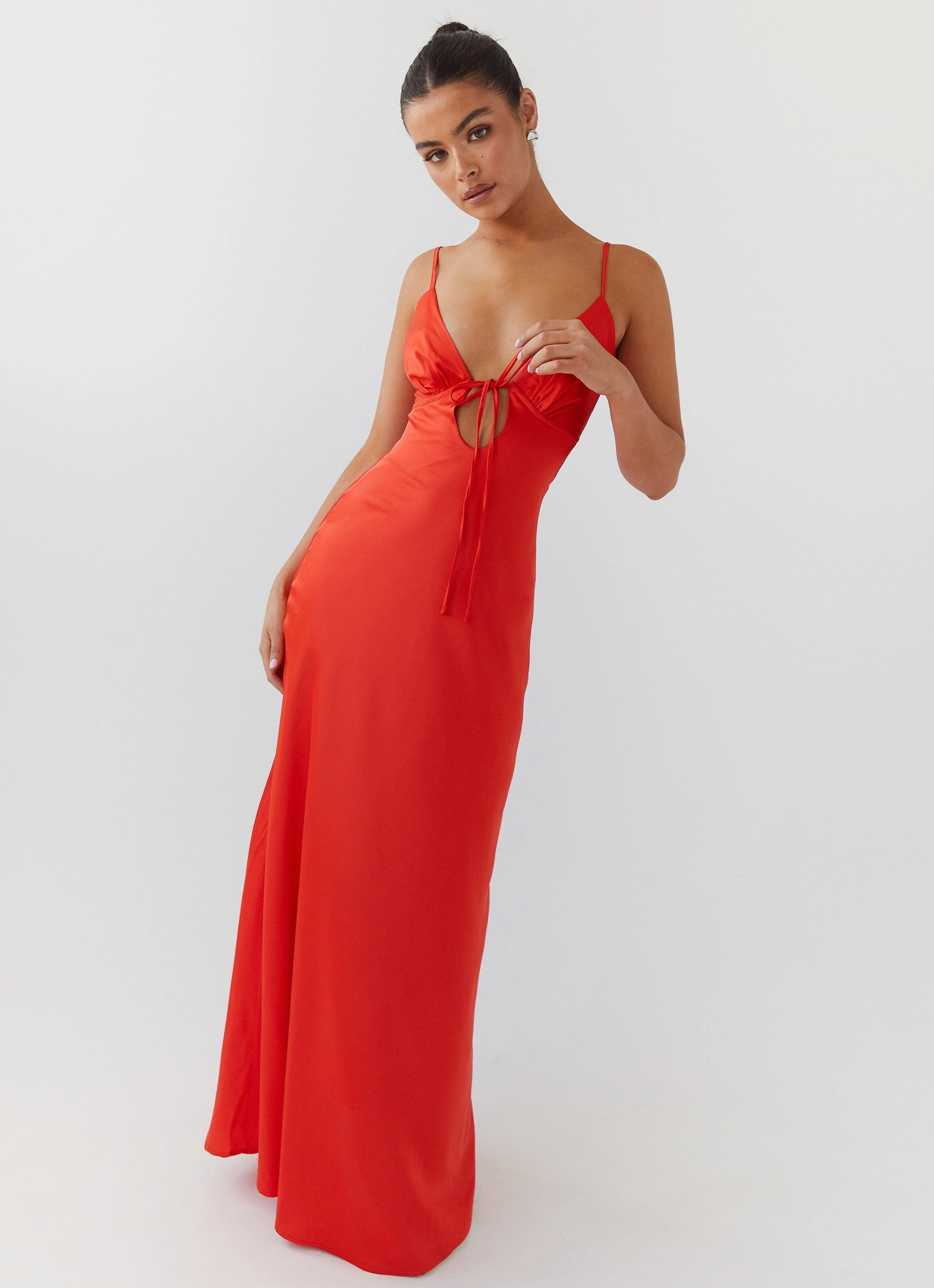 Flora Satin Maxi Dress - Citrus Soft Detail