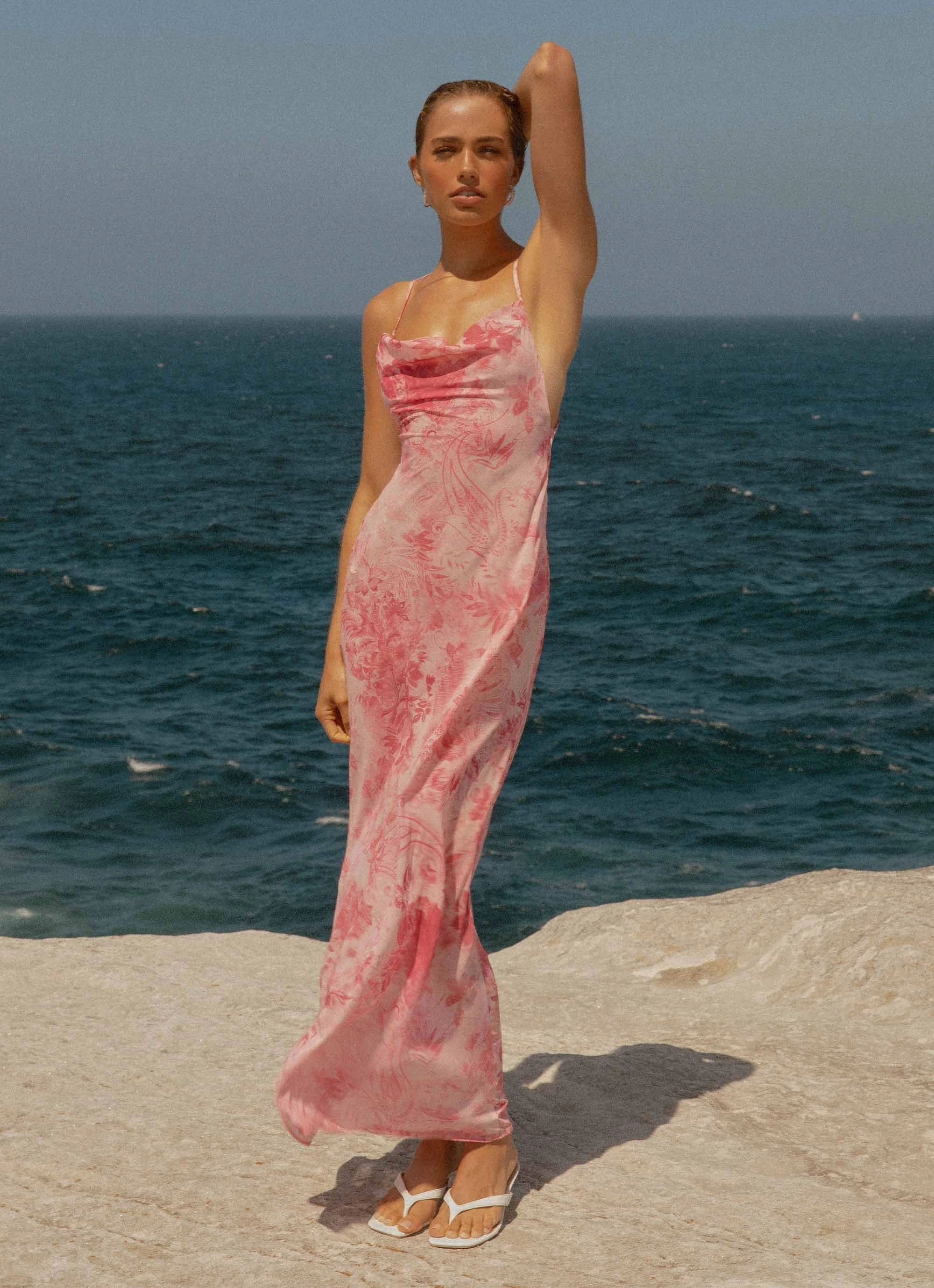Casual Tones Tara Maxi Dress - Pink Print