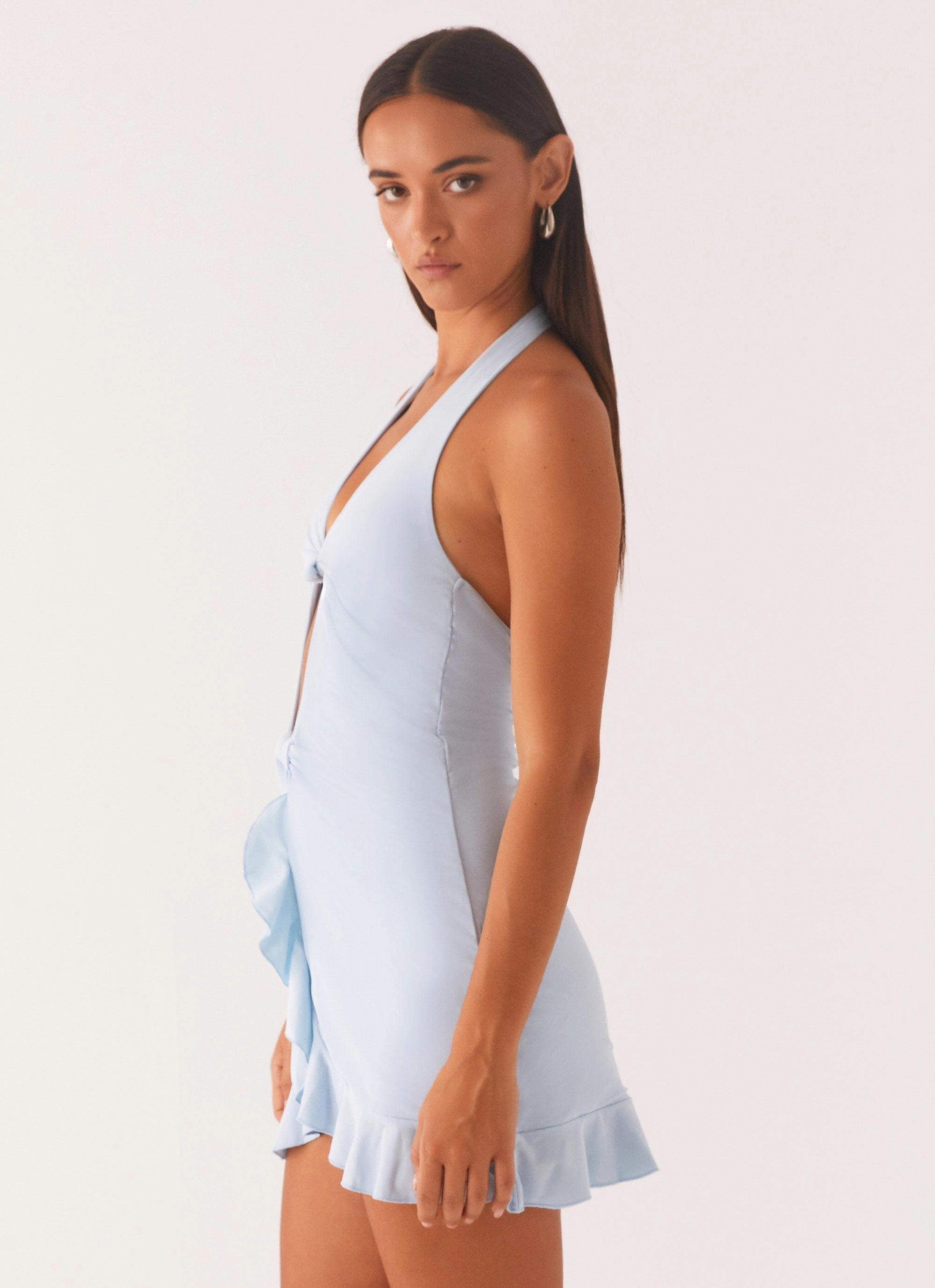 Feminine Cut Colette Mini Dress - Pastel Blue