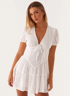 Sweetness Mini Dress - White Mesh-Detail
