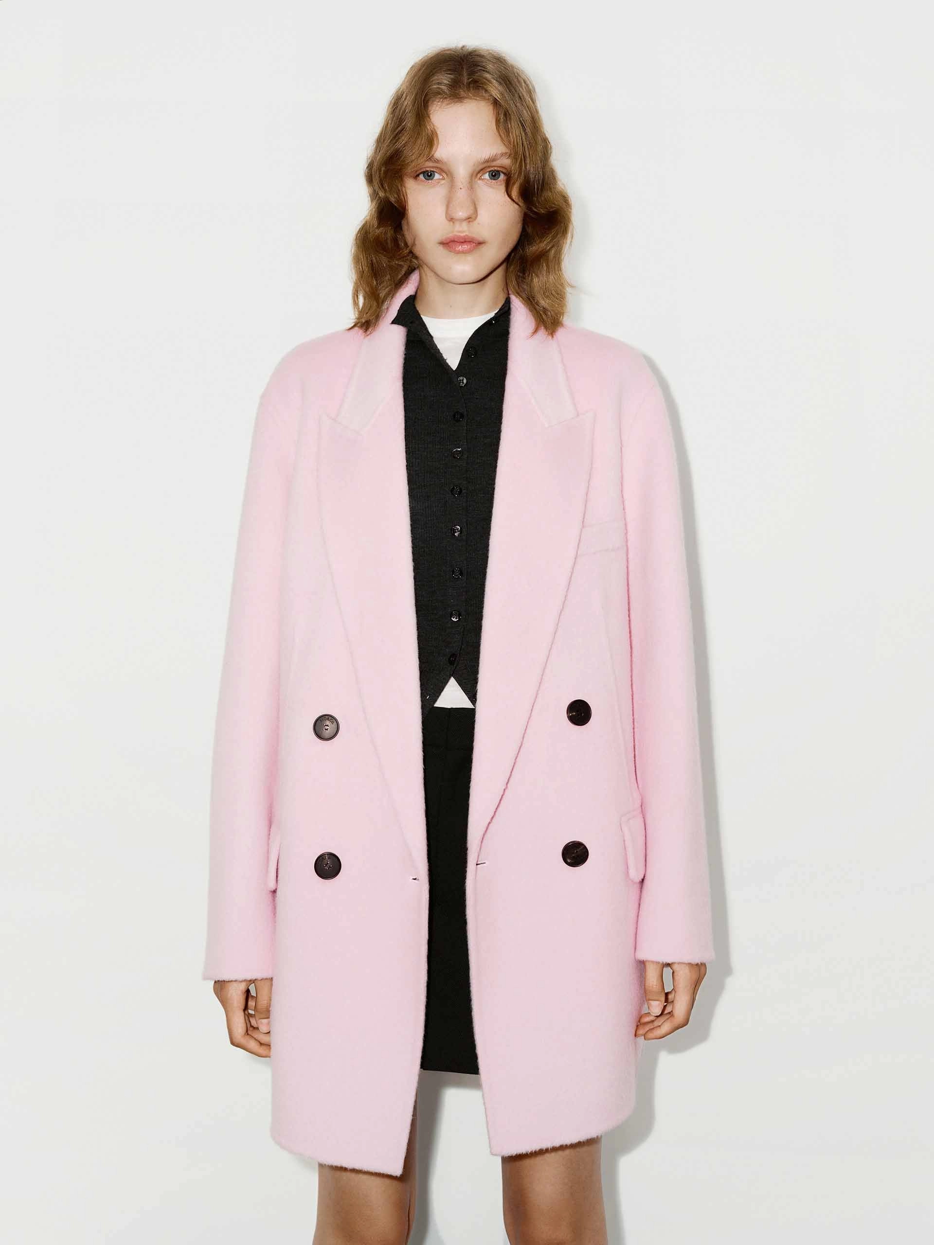 Tailored Wool Blend Midi Coat