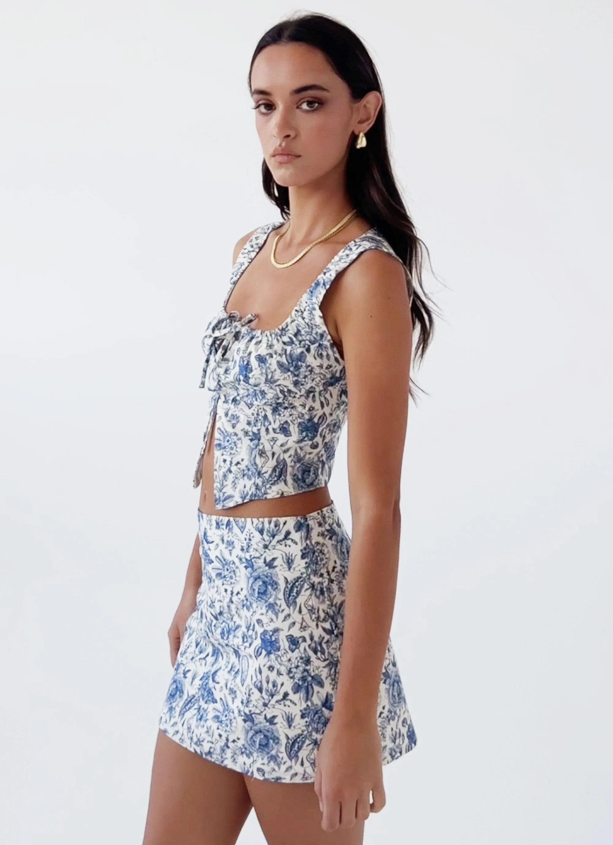 Take Me Away Mini Skirt - Blue Paisley Bold Finish Full Circle