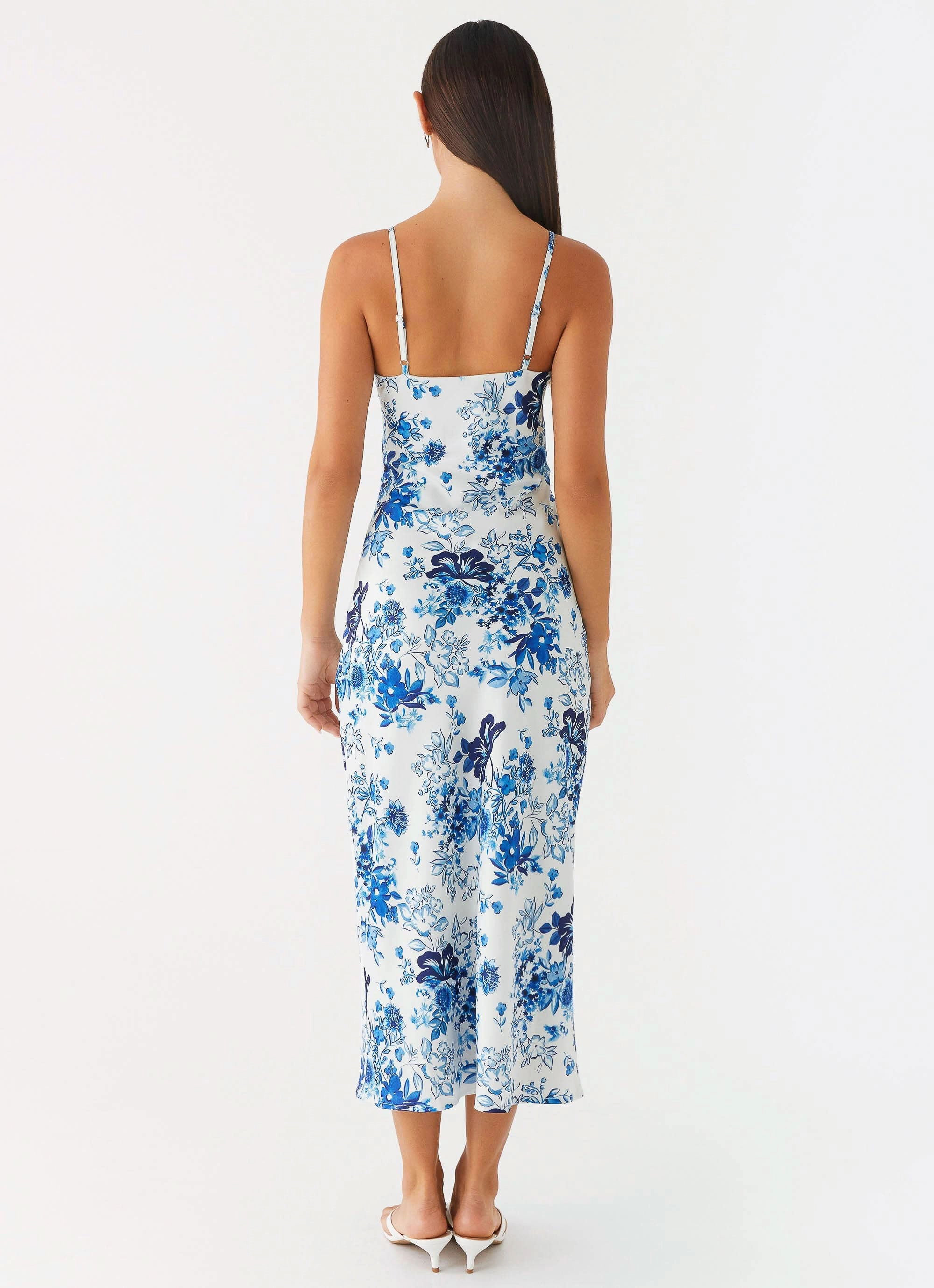 Polished Look Take Chances Midi Dress - Serene Sky Floral
