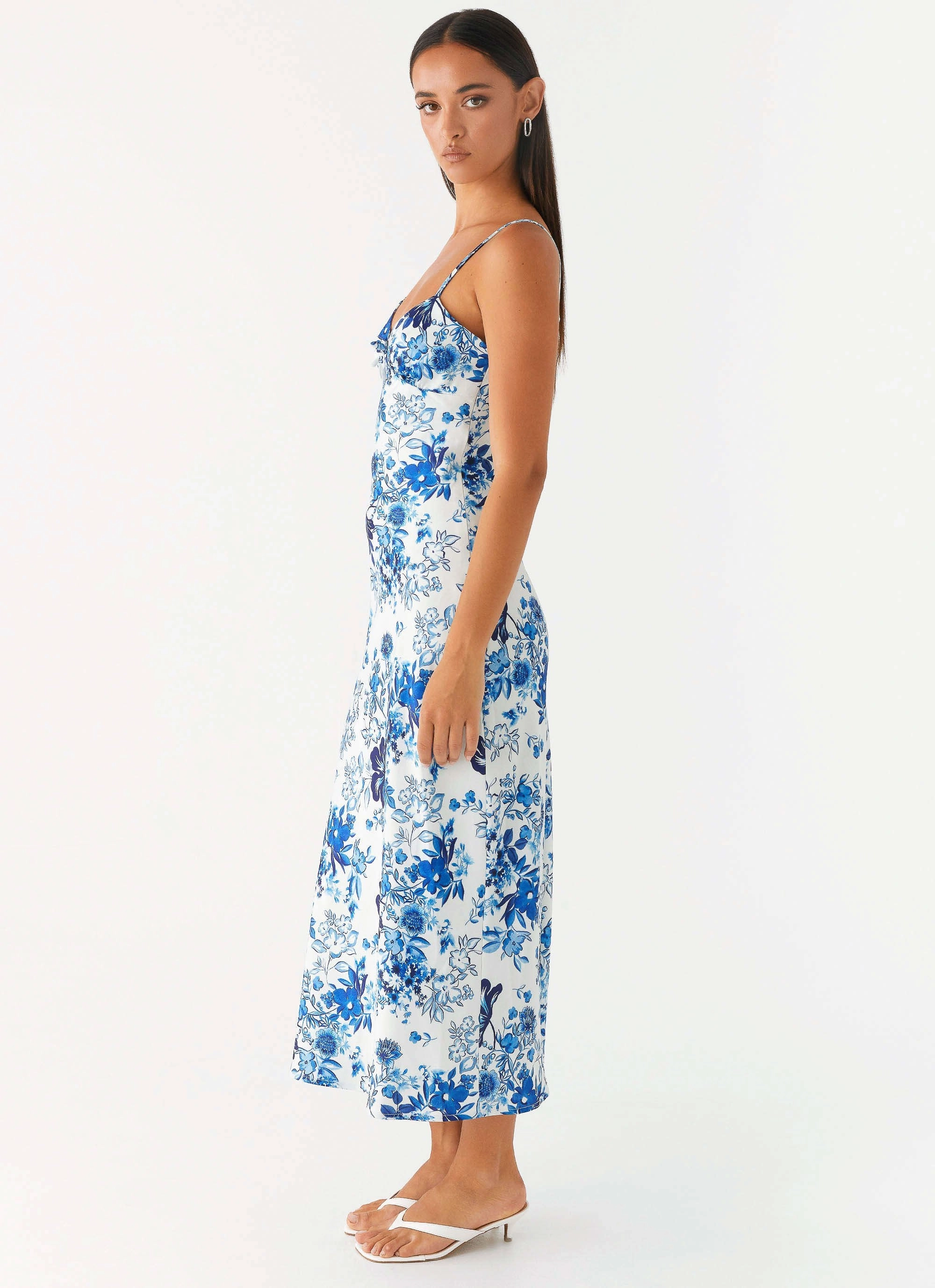 Versatile Comfort Versatile party outfit Take Chances Midi Dress - Serene Sky Floral