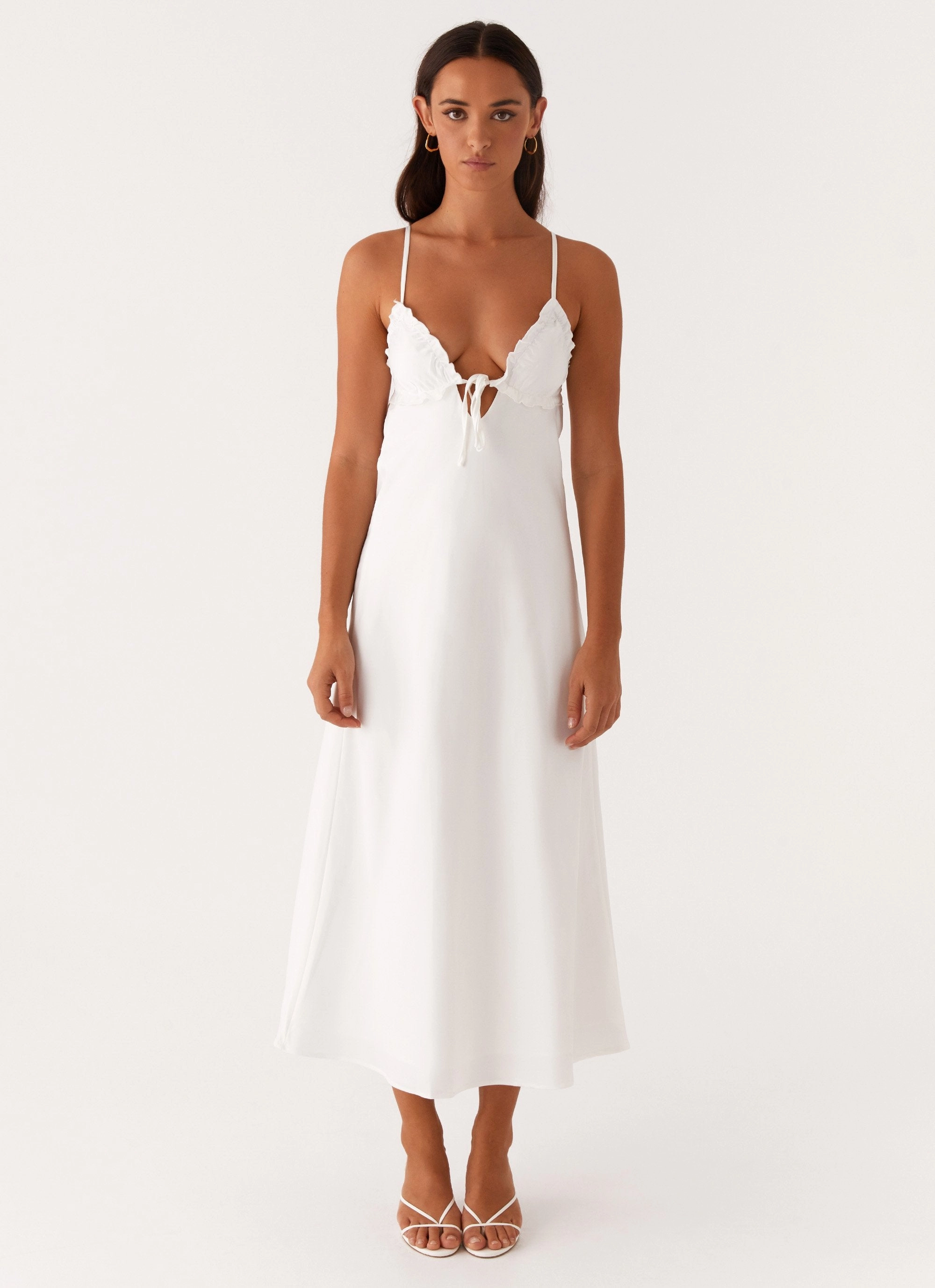 Take Note Midi Dress - White Evening Classic Subtle Glam