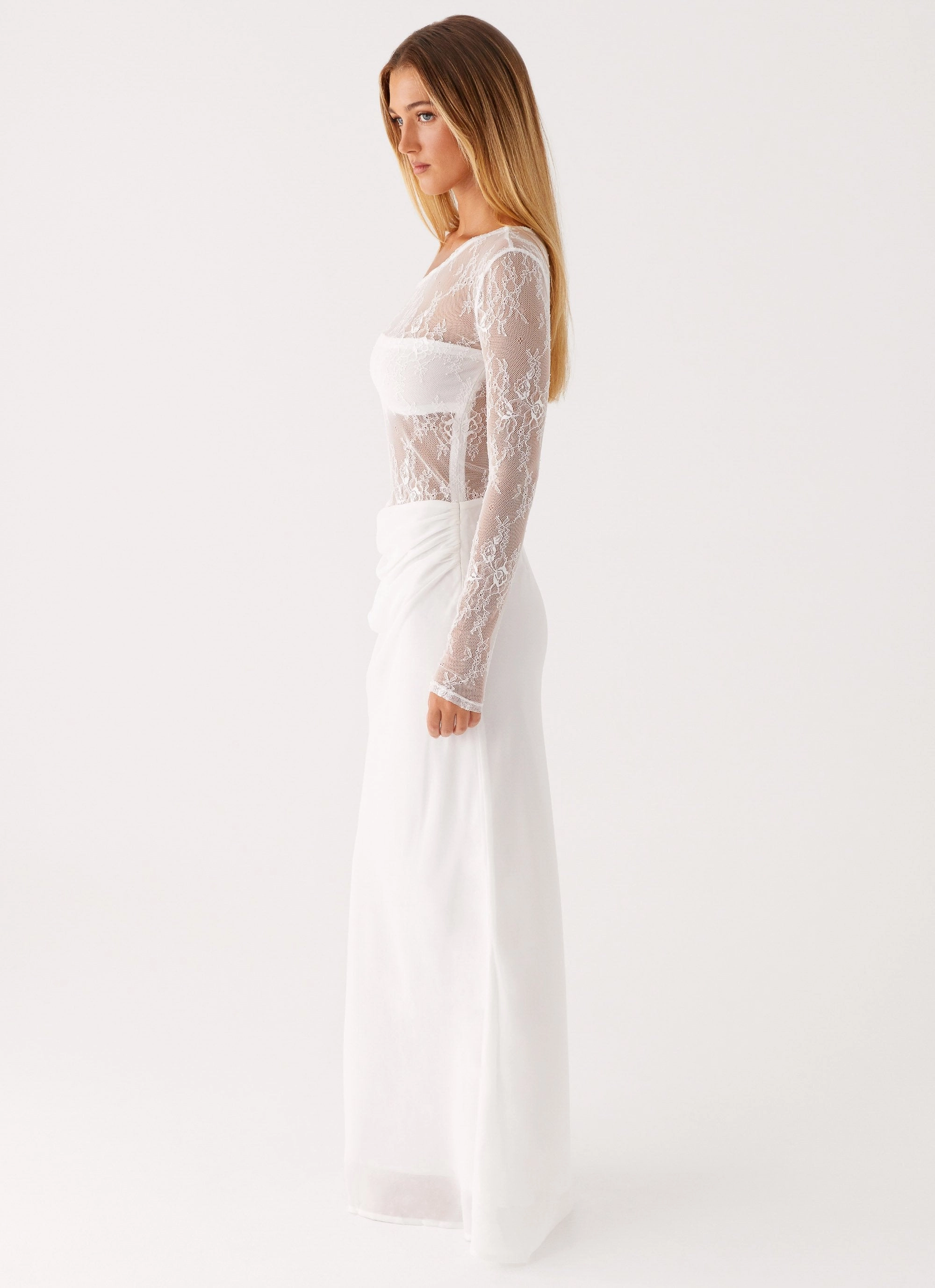 Take Your Time Maxi Dress - White Versatile and Comfortable Sculpted Detail