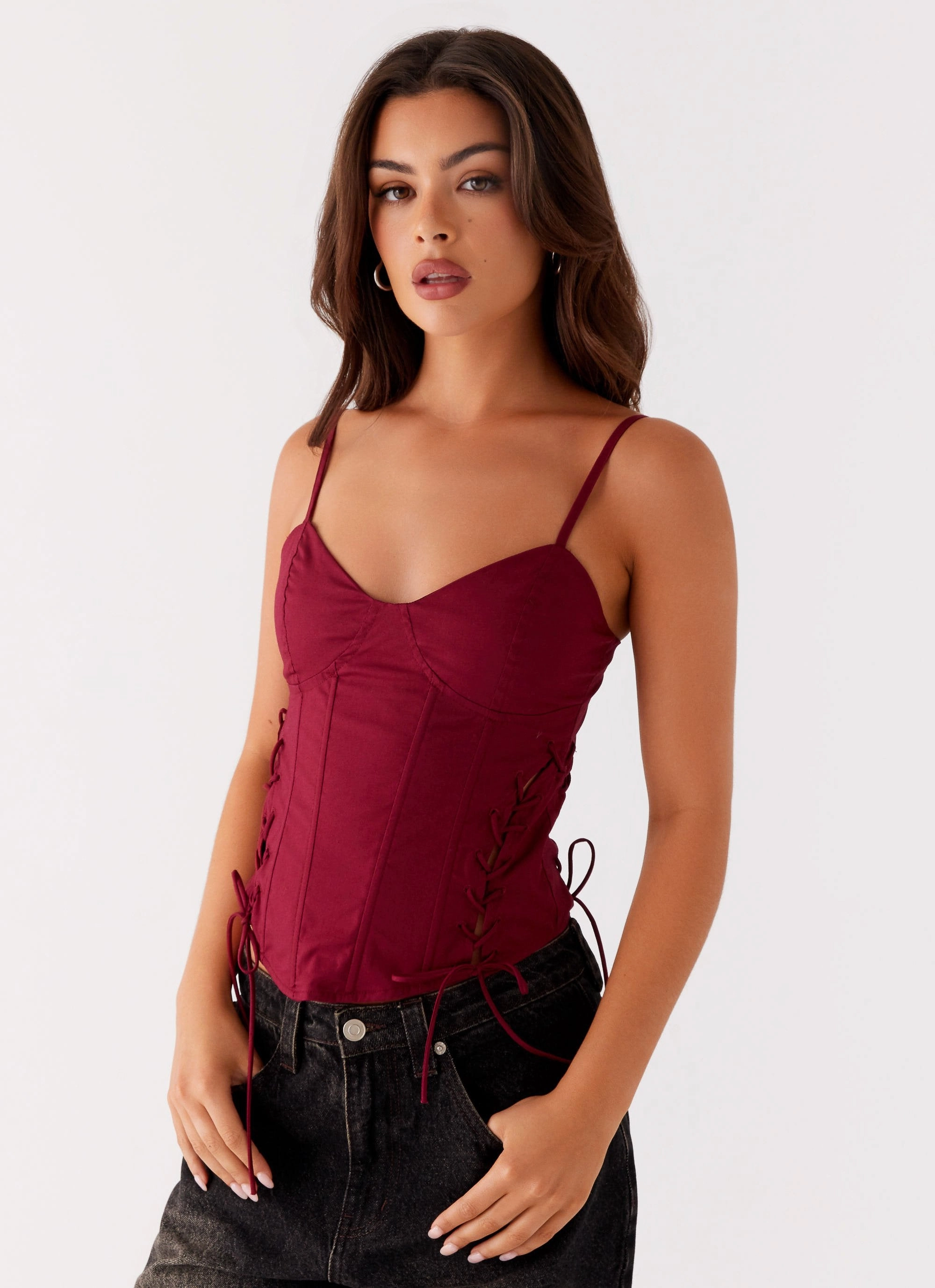 Tallie Corset Top - Red YarnDyeStripe