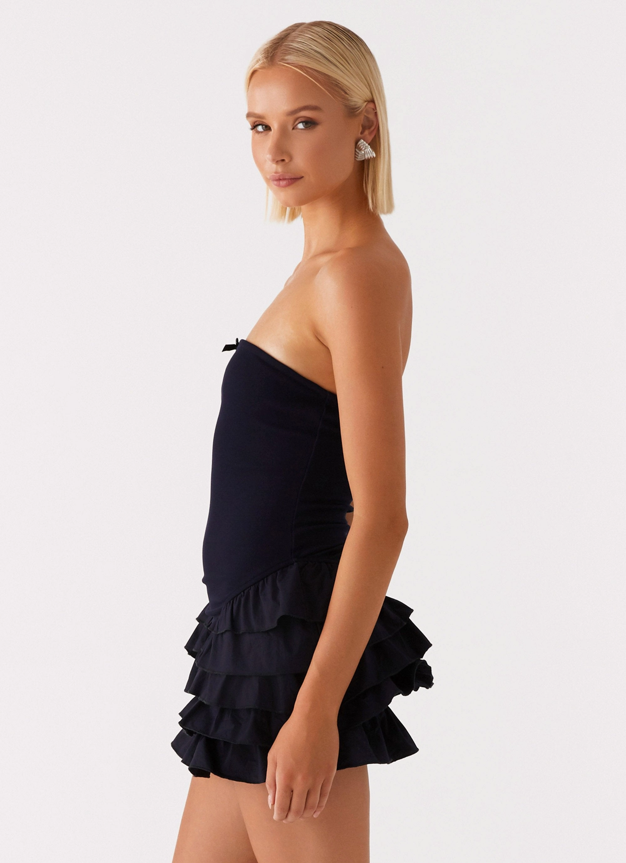 Tamay Mini Dress - Navy Glossy Fabric