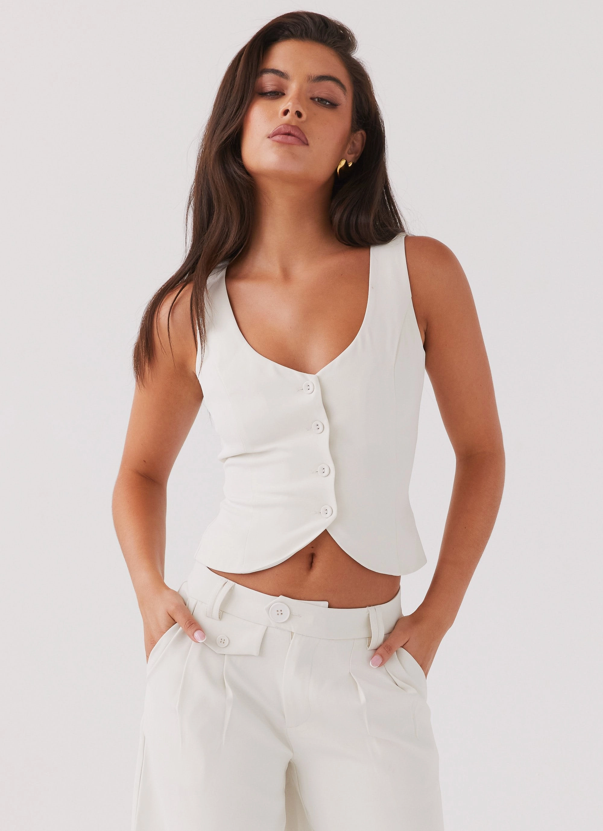 Tammy Suiting Vest - Ivory Minimalist Aesthetic