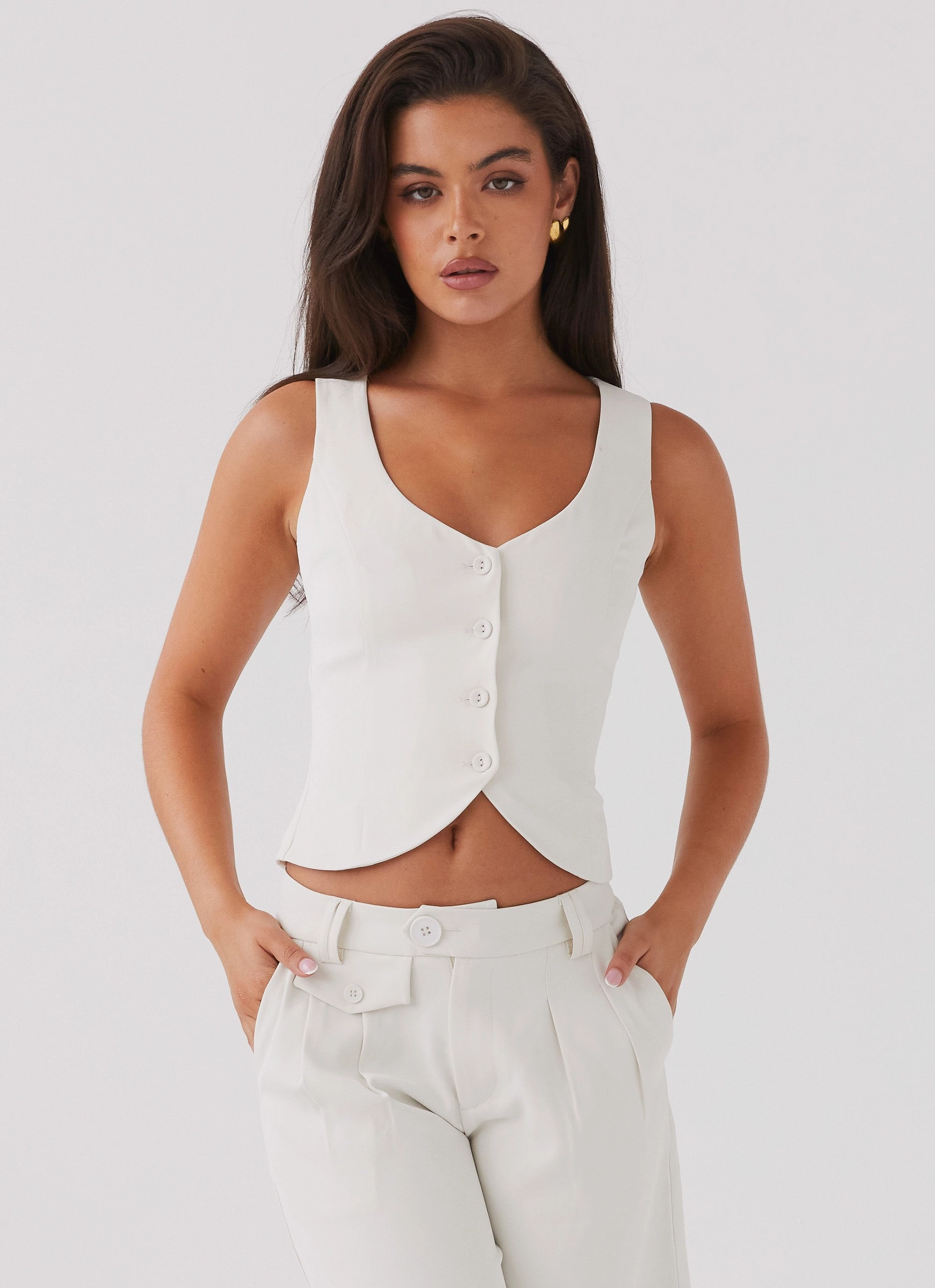 Tammy Suiting Vest - Ivory Brushed Interior