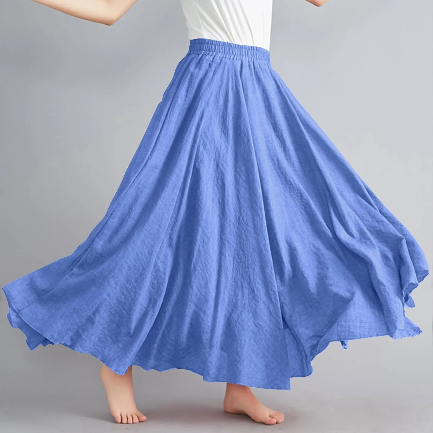 TANGNADE Maxi Skirts for Women 2025 Vacation Trendy Long Flowy Casual Boho Summer Linen A Line Skirt Beach Clothes