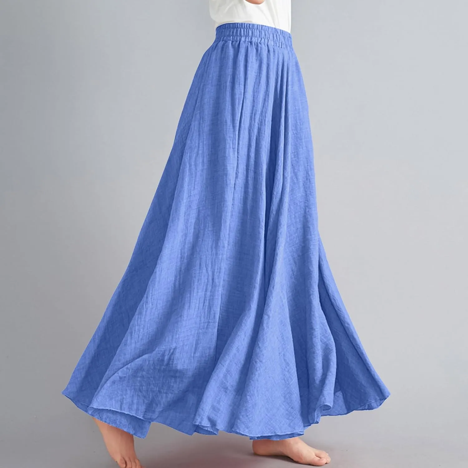TANGNADE Maxi Skirts for Women 2025 Vacation Trendy Long Flowy Casual Boho Summer Linen A Line Skirt Beach Clothes