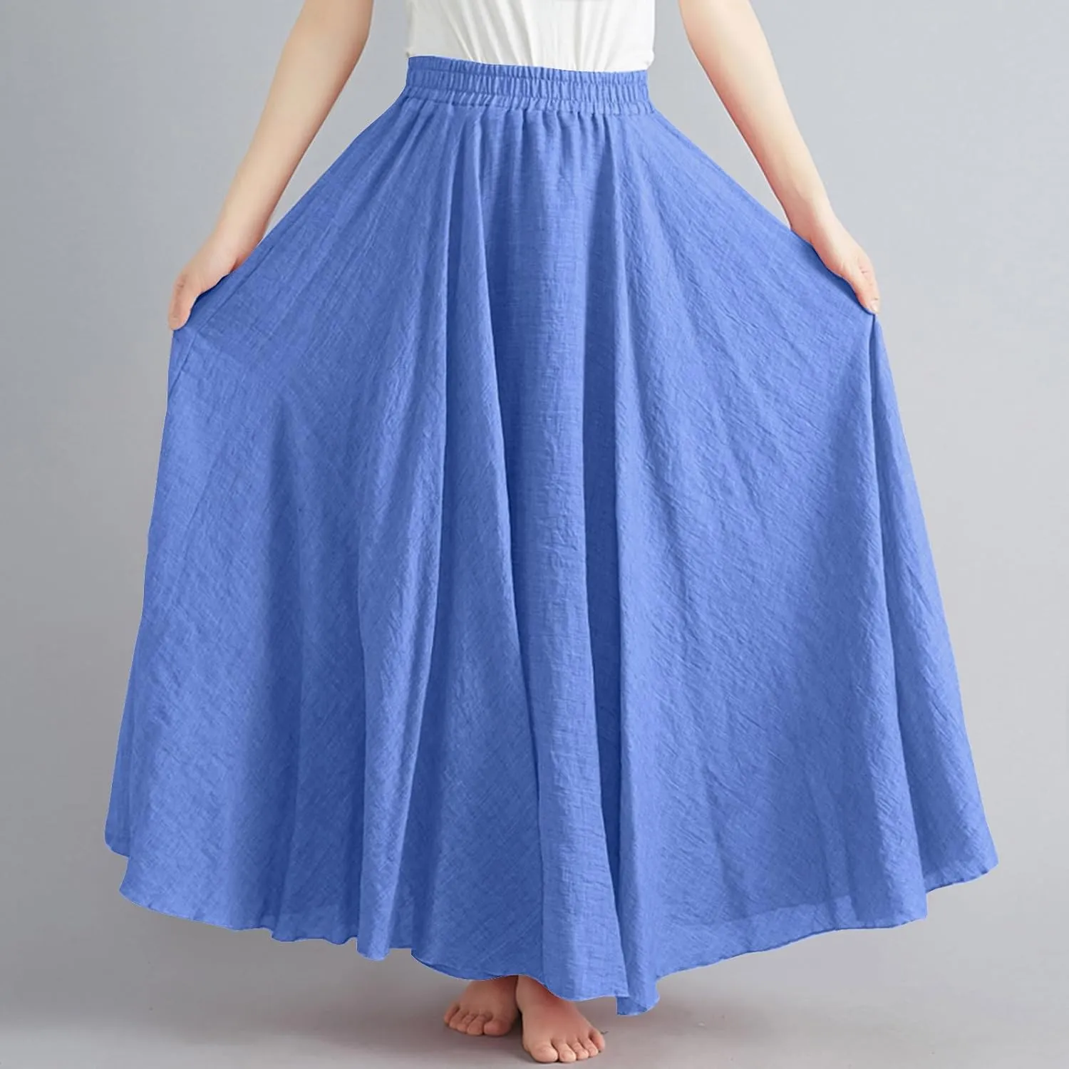 TANGNADE Maxi Skirts for Women 2025 Vacation Trendy Long Flowy Casual Boho Summer Linen A Line Skirt Beach Clothes