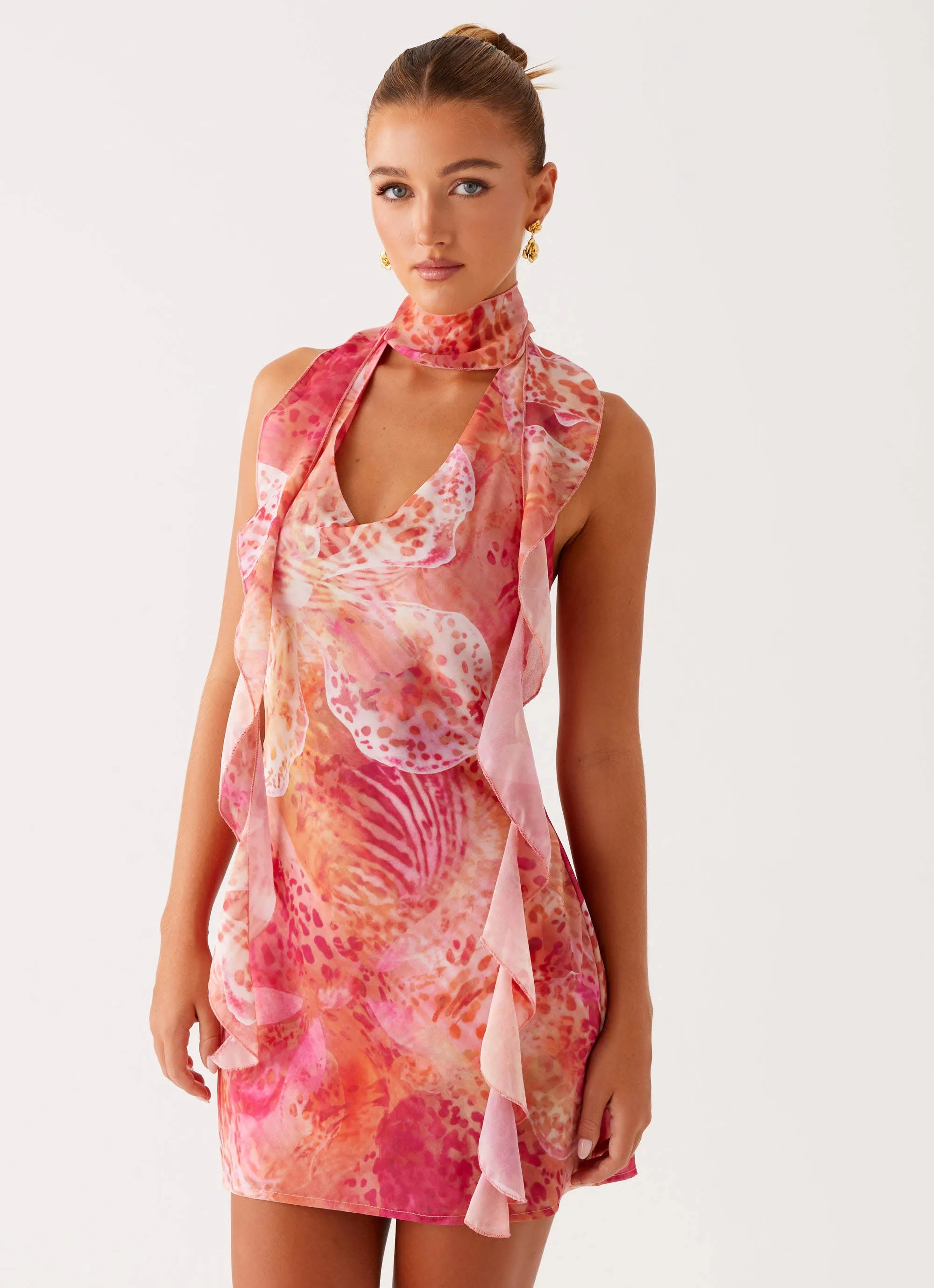 Summer Fashion Ventilated Back Tanner Mini Dress - Flamingo Fling