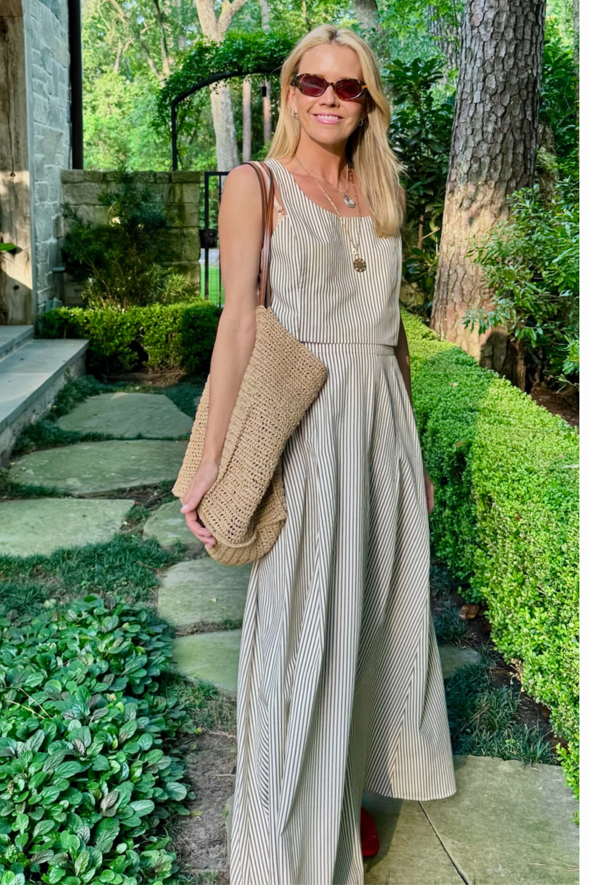 MASON'S DAUGHTER | Sophia Maxi Skirt, Brown & Ivory Dobby Striped Tencel Blend Fabric