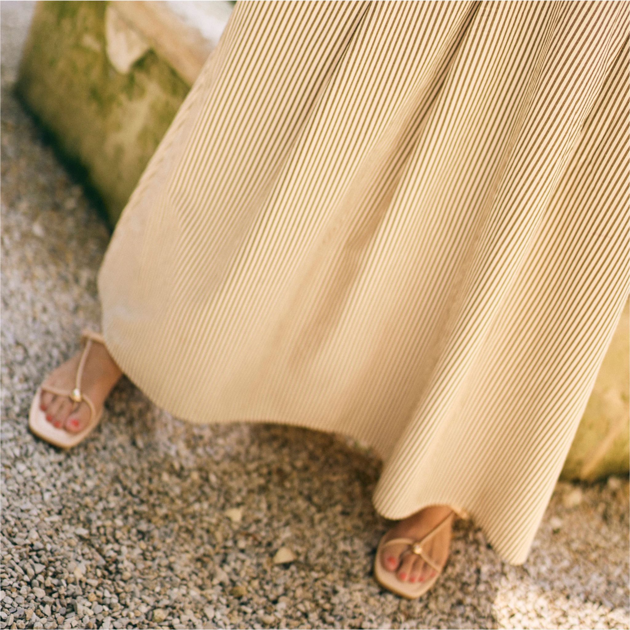 AirflowVents MASON'S DAUGHTER | Sophia Maxi Skirt, Brown & Ivory Dobby Striped
