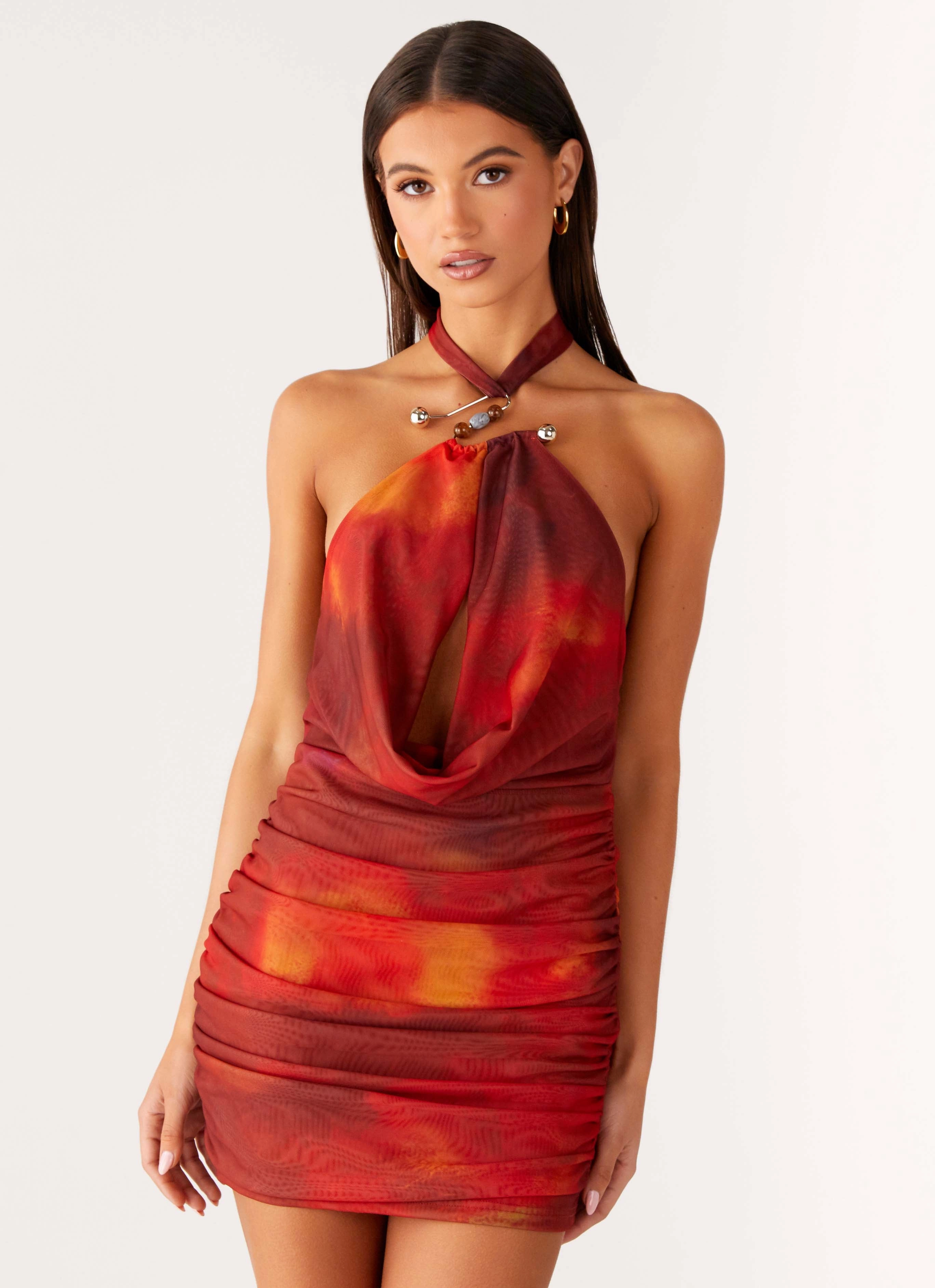 Midnight Ember Mini Dress - Scarlet Blur New Mood Gentle Shine