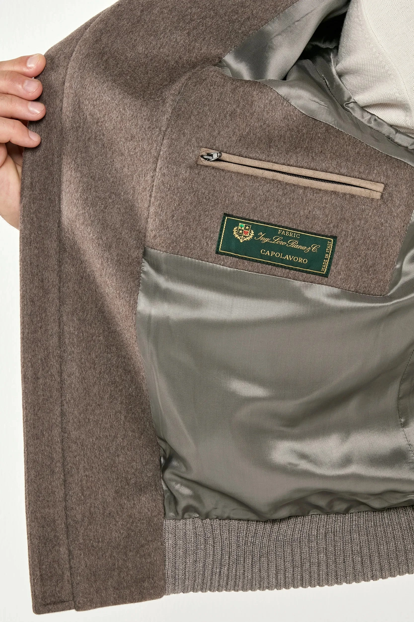 Taupe bomber with removable mink collar ?C Made in Italy