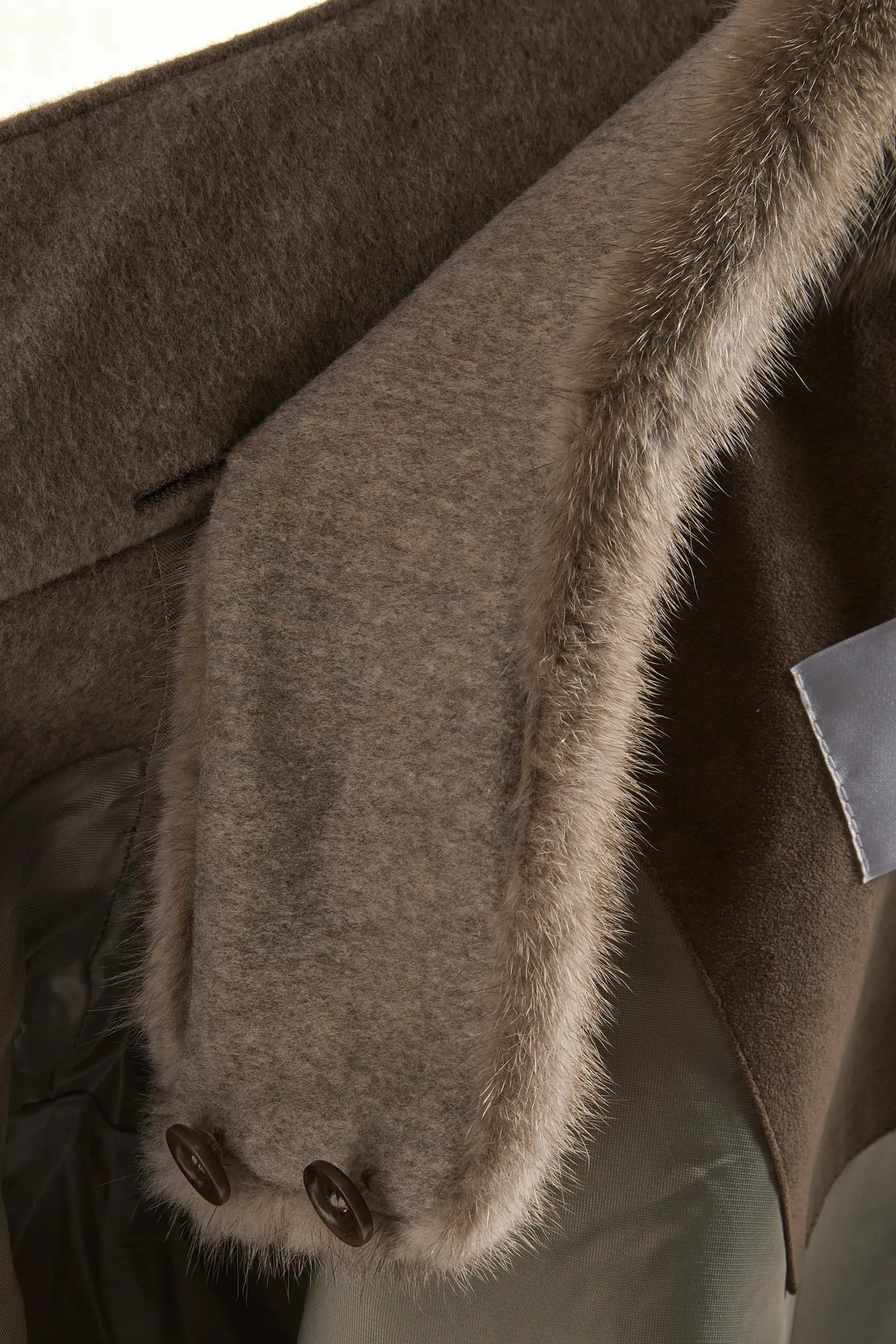 Taupe coat with mink collar - Made in Italy