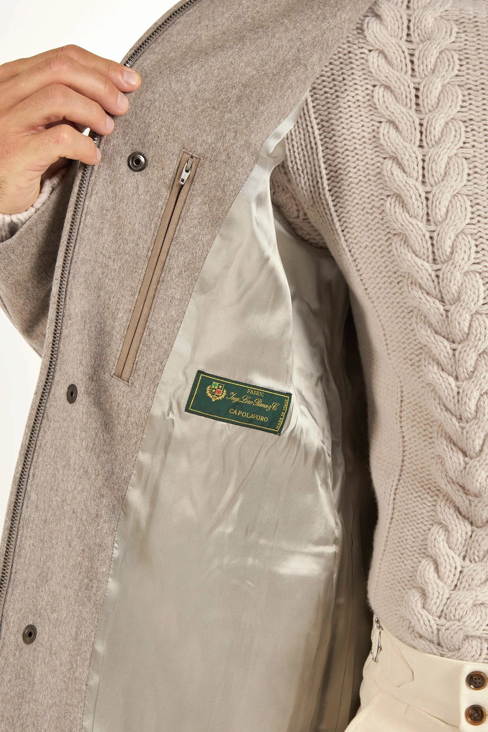 Taupe coat with mink collar - Made in Italy