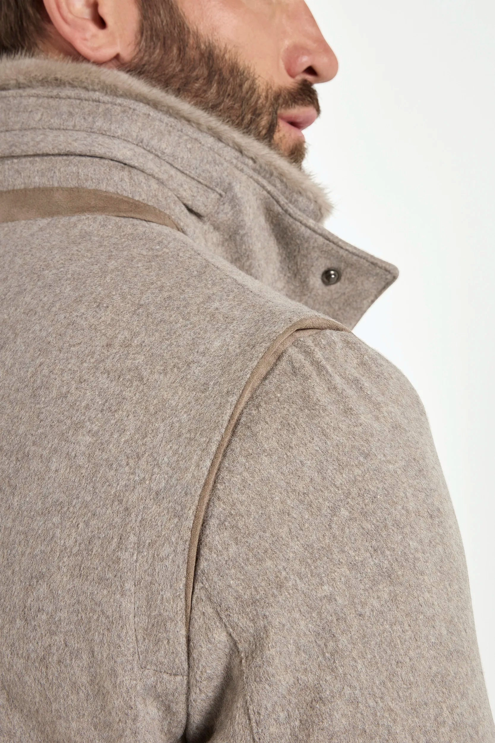 Taupe coat with mink collar - Made in Italy