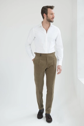 Taupe cotton Soragna trousers - Made in Italy Taupe cotton Soragna trousers - Made in Italy