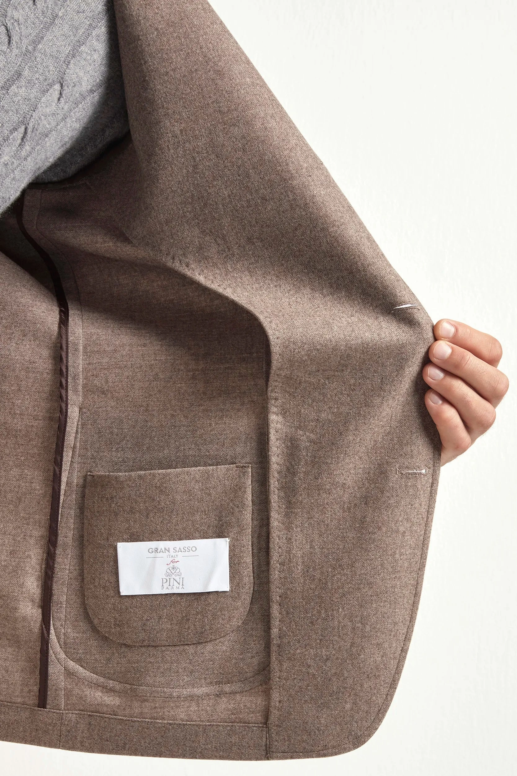 Taupe flannel coreana jacket - Made in Italy