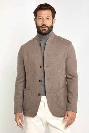 Taupe flannel coreana jacket - Made in Italy
