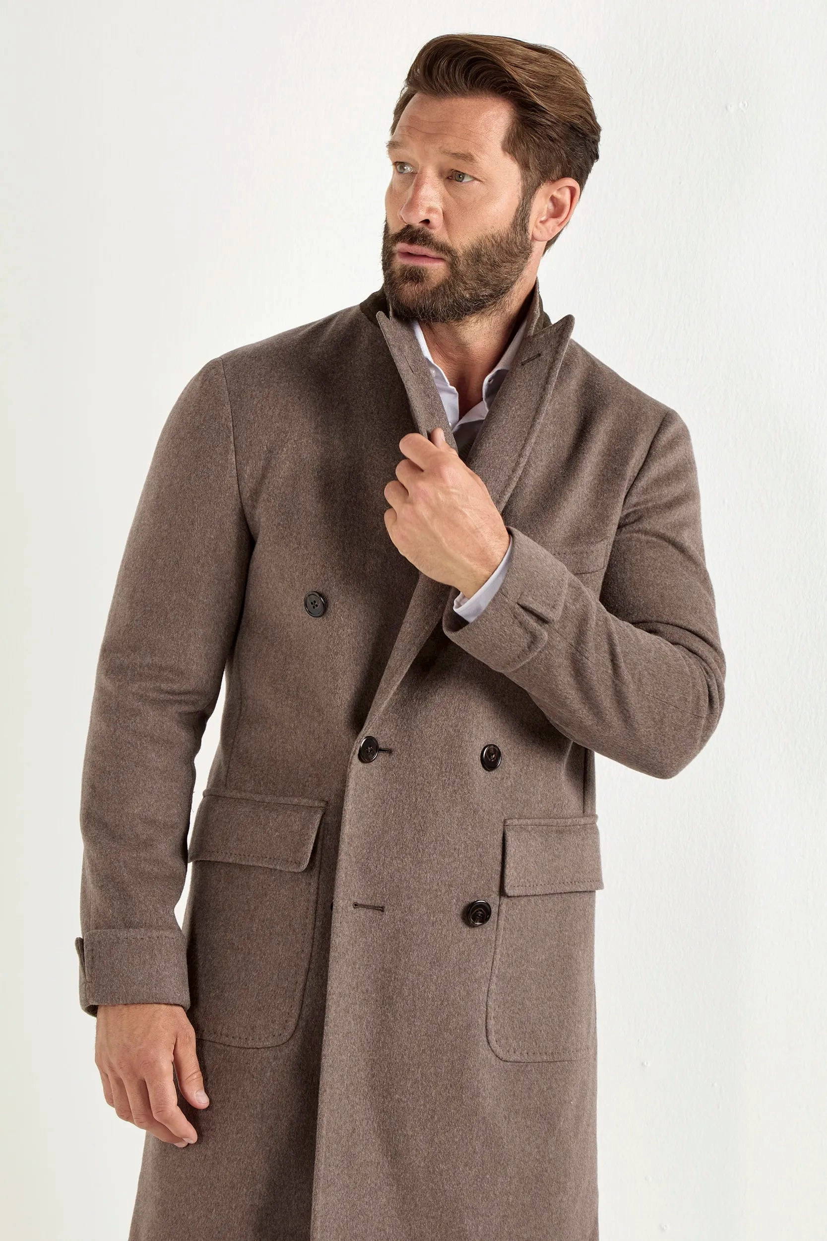 Taupe polo coat ?C Made in Italy