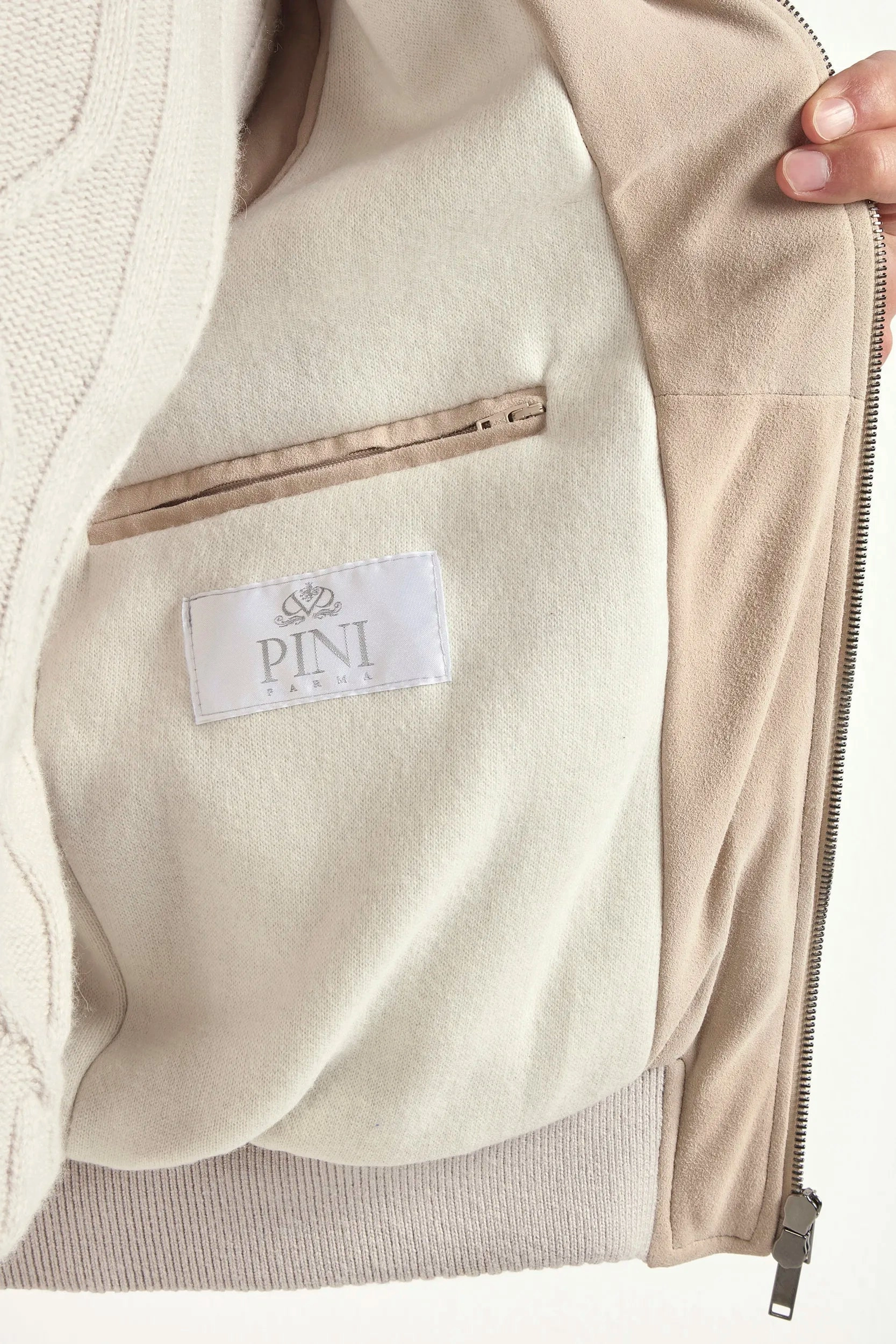 Taupe suede padded vest - Made in Italy