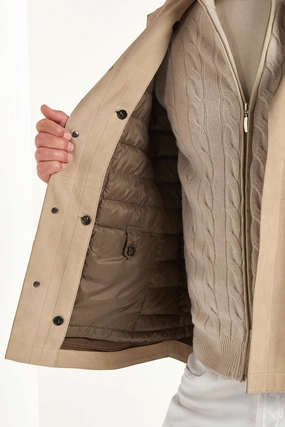 Taupe suede shirt jacket - Made in Italy