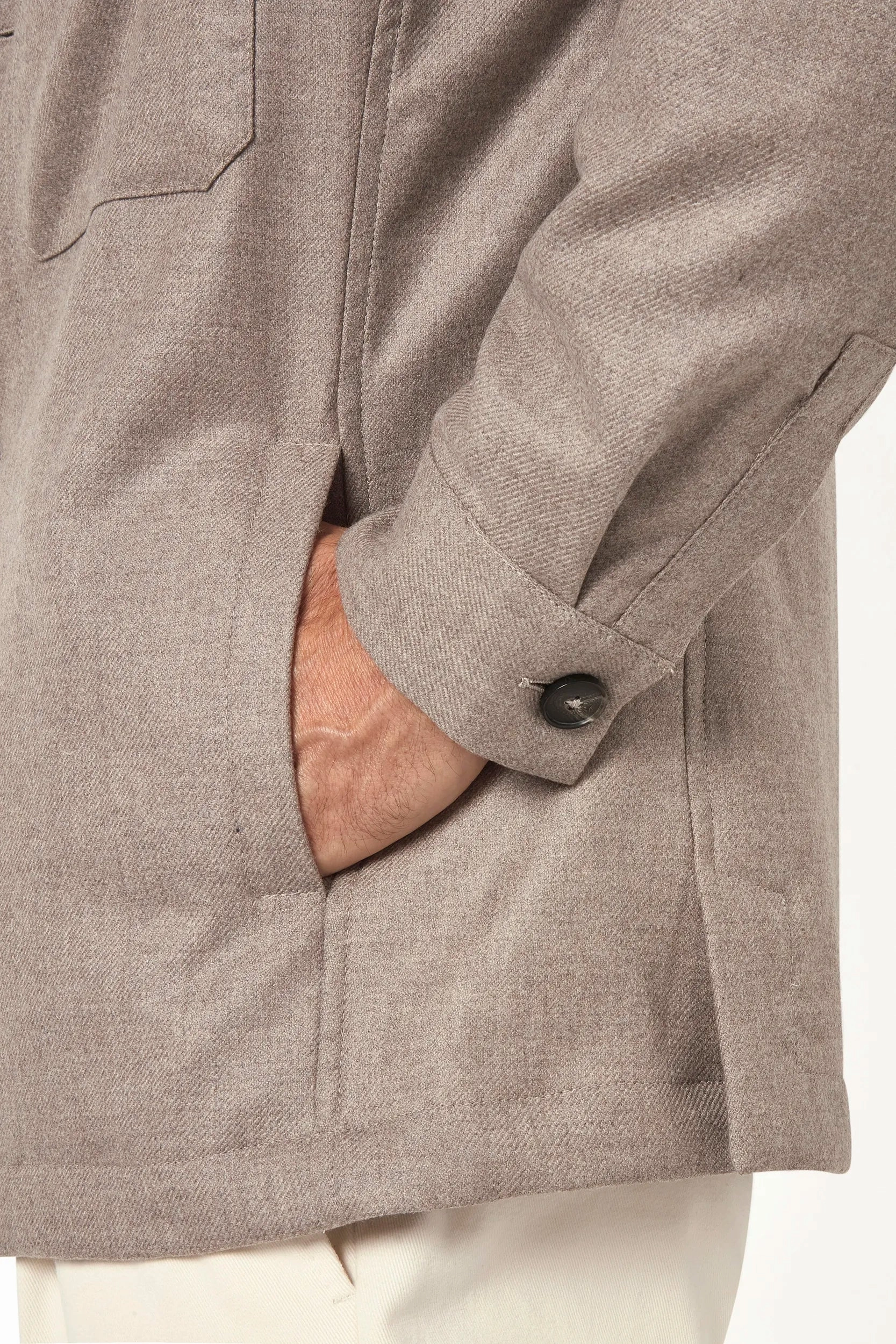 Taupe wool and cashmere shirt jacket  - Made in Italy