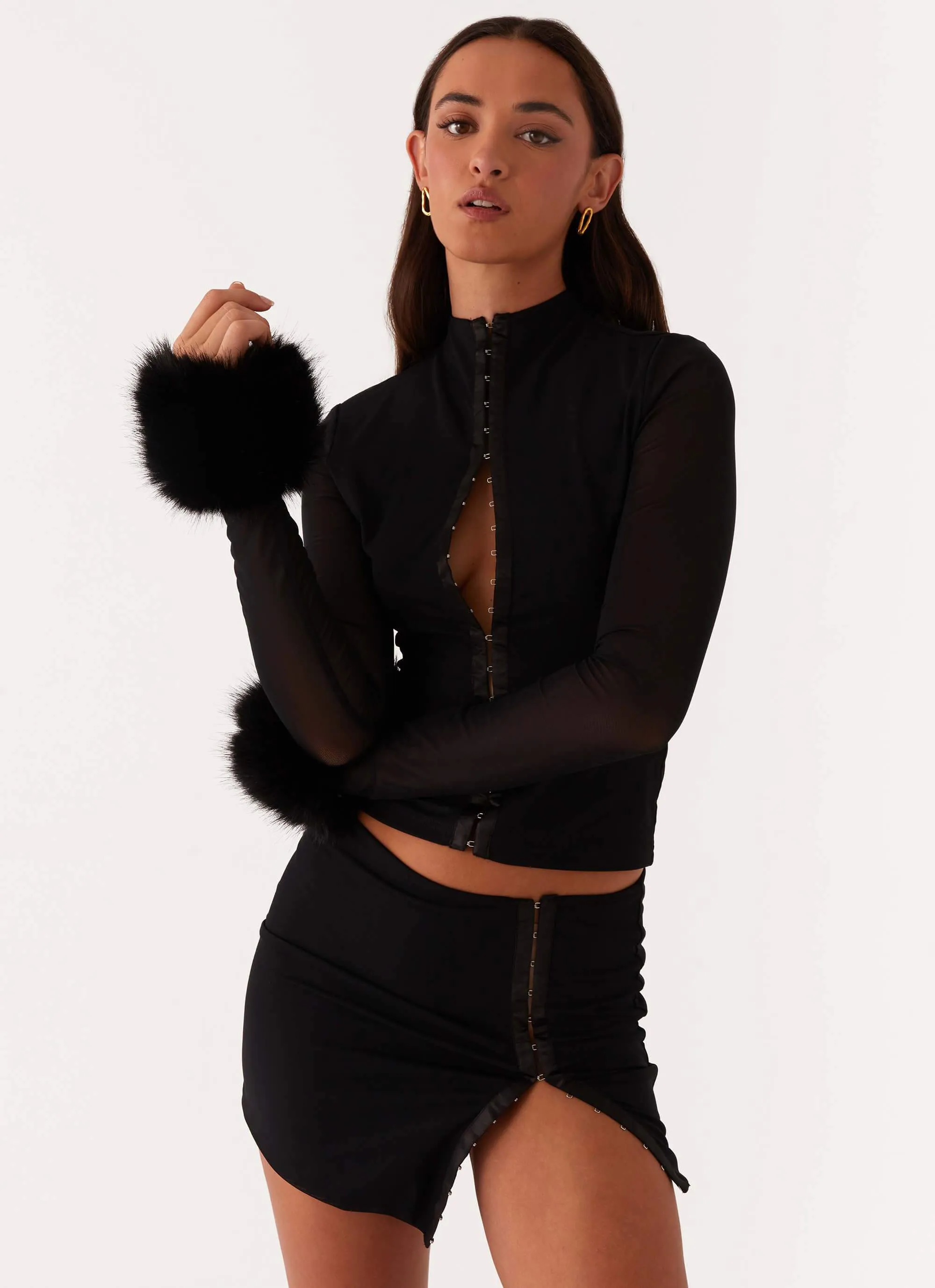 Tayanna Mini Skirt - Black Sleek Motion Street Vibe