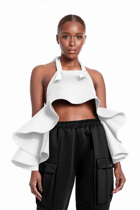 Durable Reinforced Hem Taye Halter Crop Top - XS