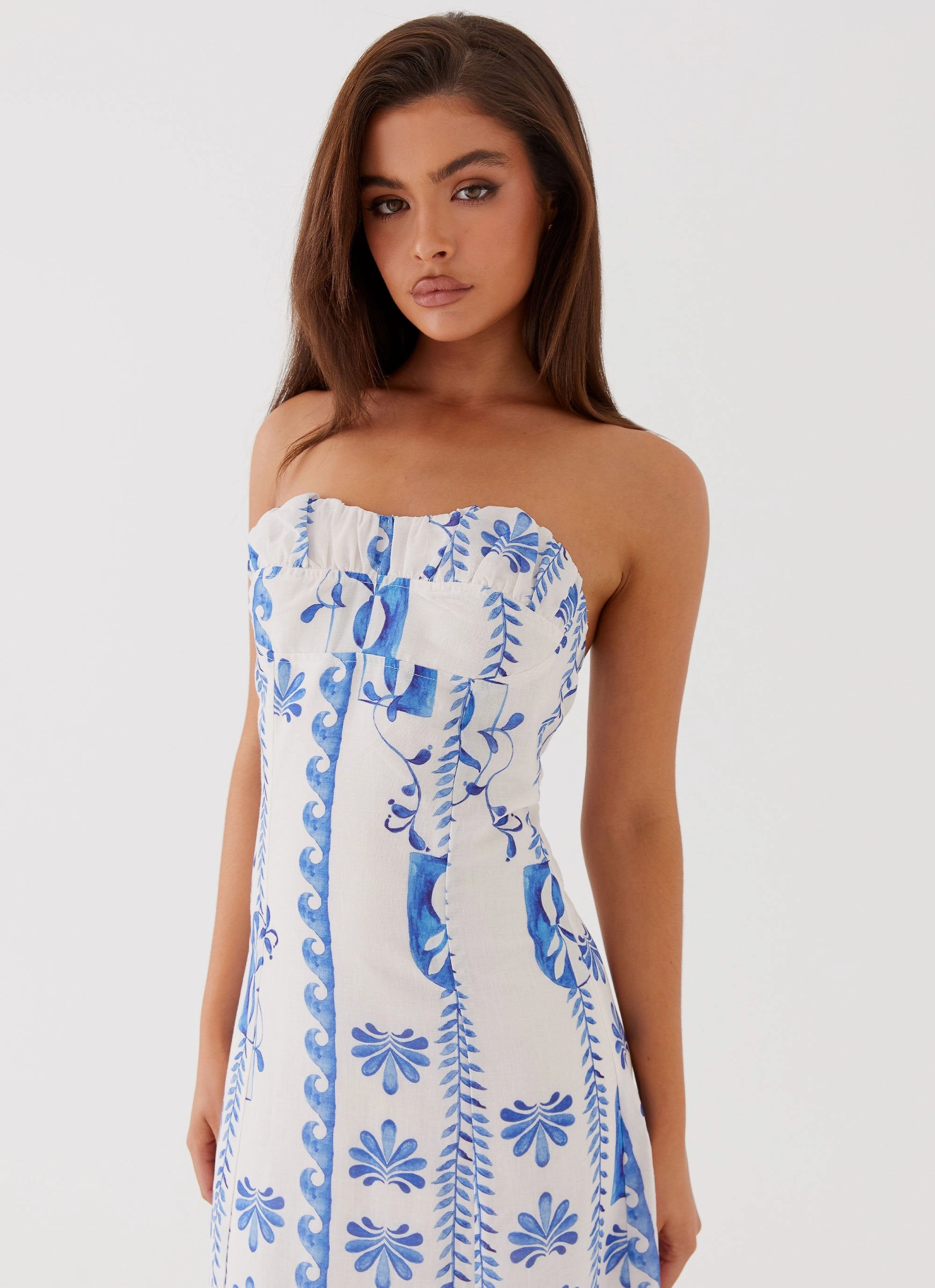 Tayla Linen Maxi Dress - Floral Wave NonIrritatingLining