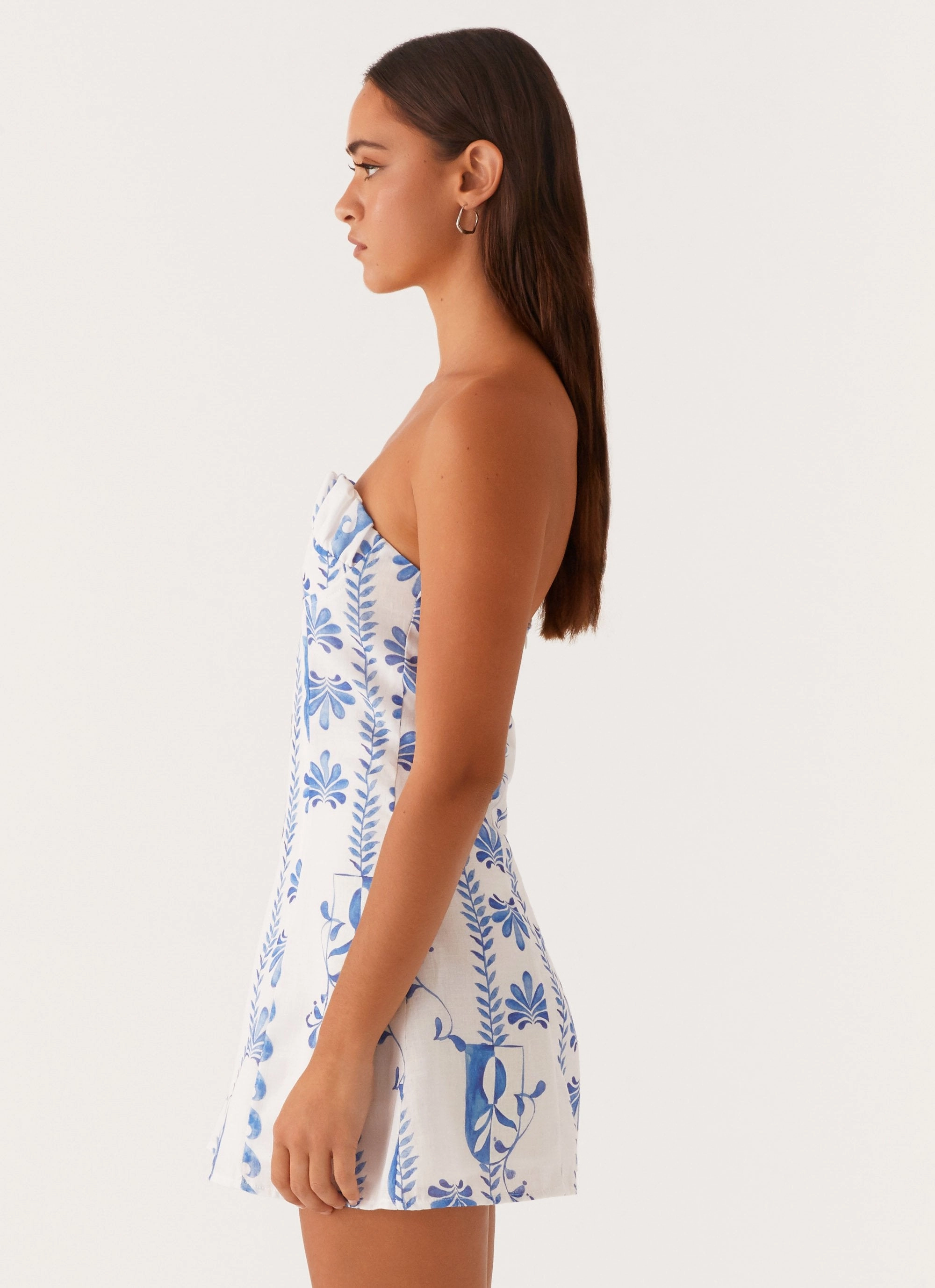 Tayla Linen Mini Dress - Floral Wave Mood Booster