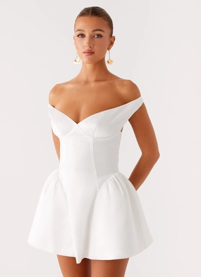 Tea length Cavella Mini Dress - White SeamlessConstruction Cavella Mini Dress - White