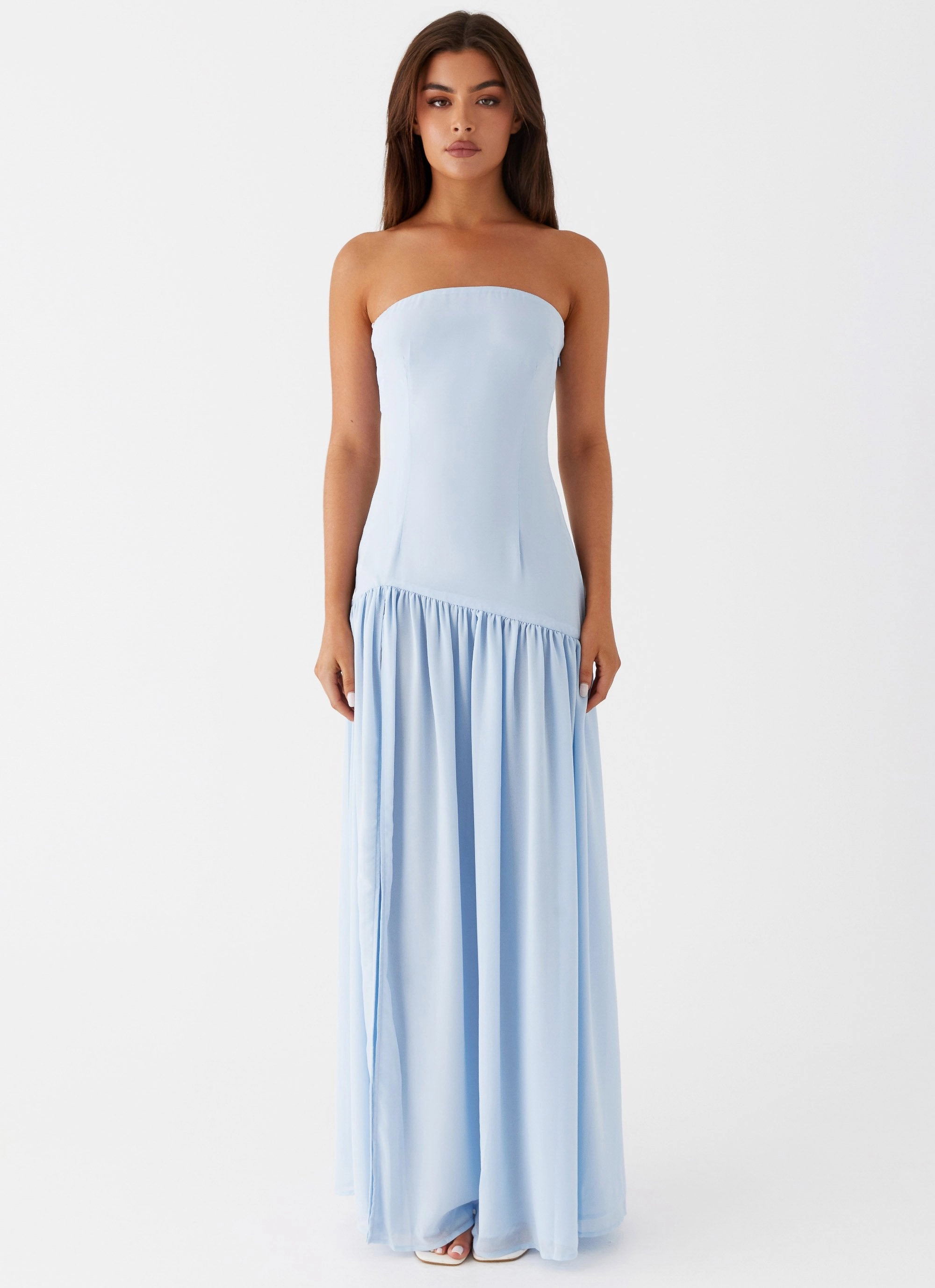 Pure Elegance Self Power Eden Strapless Maxi Dress - Blue