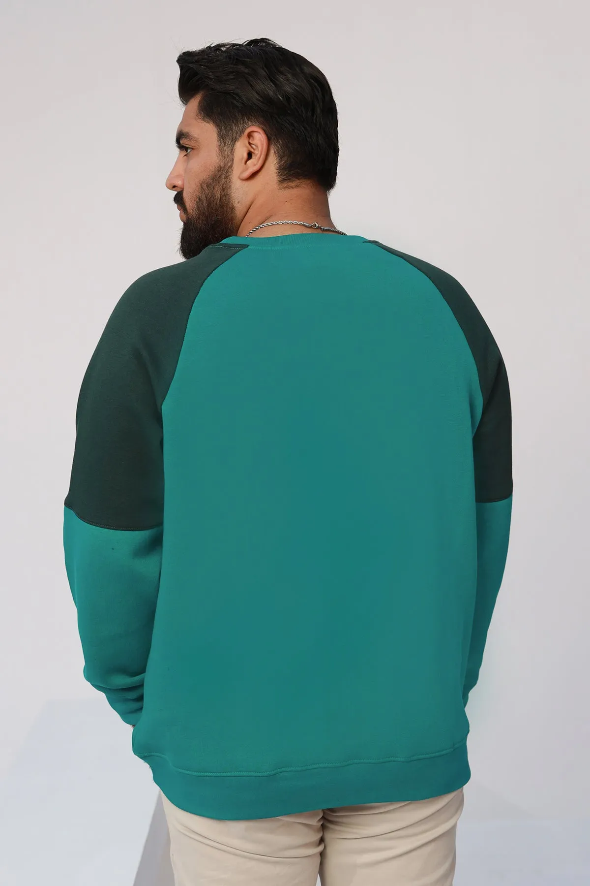 Teal & Green Raglan Sweatshirt (Plus Size) - W22 - USW011P